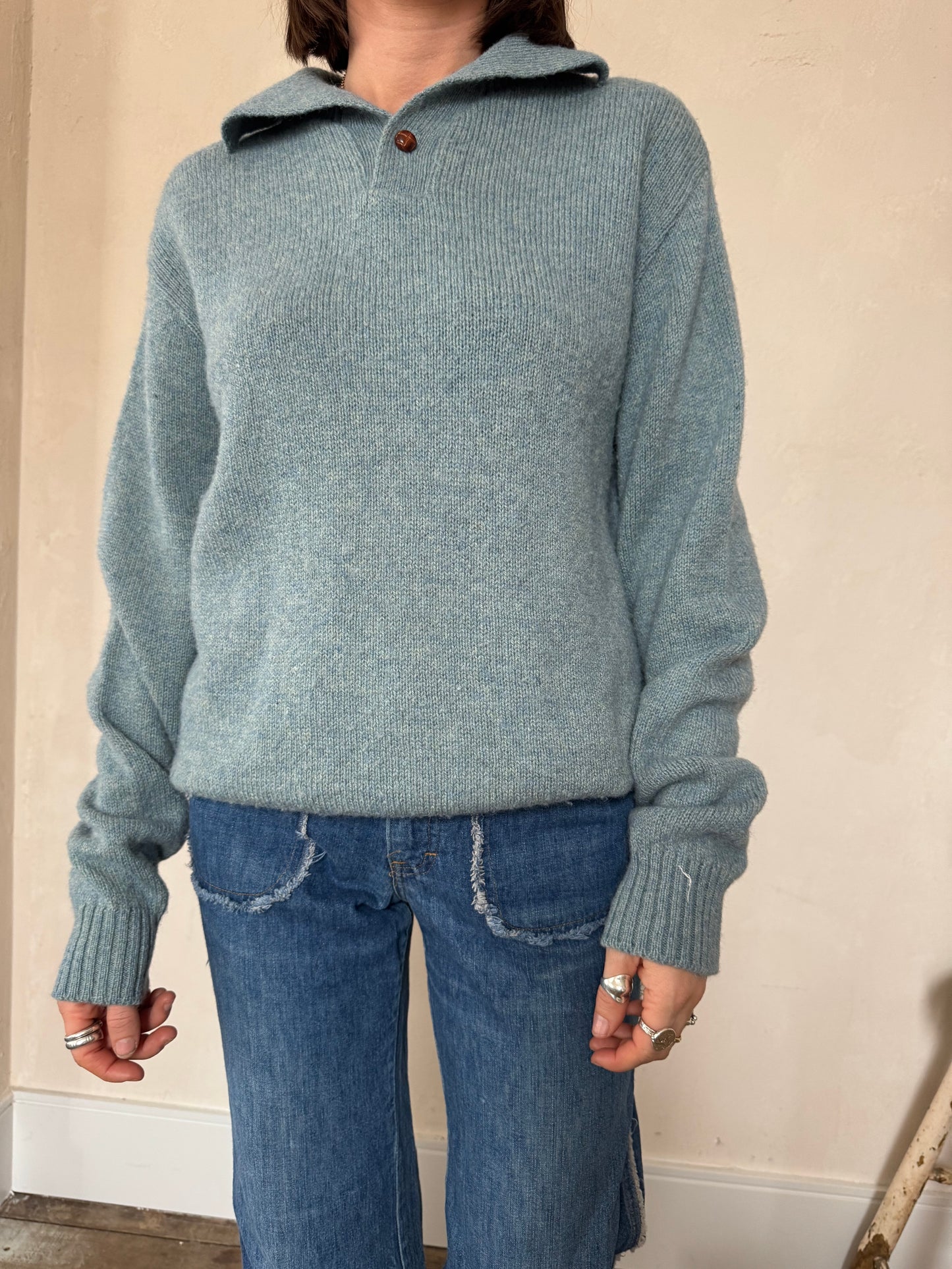 Robin Egg Blue Wool Pullover Sweater