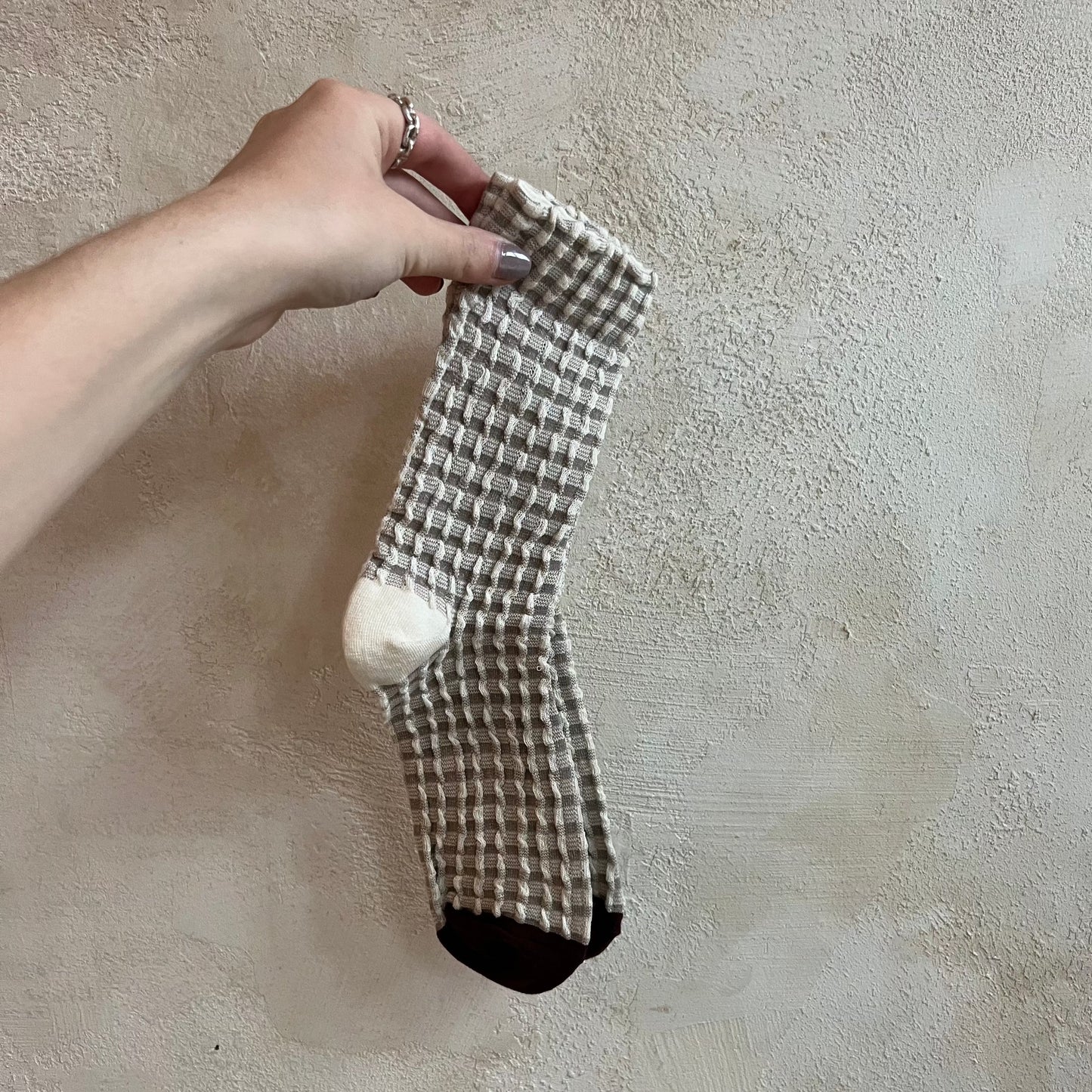 Gingham Waffle Socks by Billy Bamboo