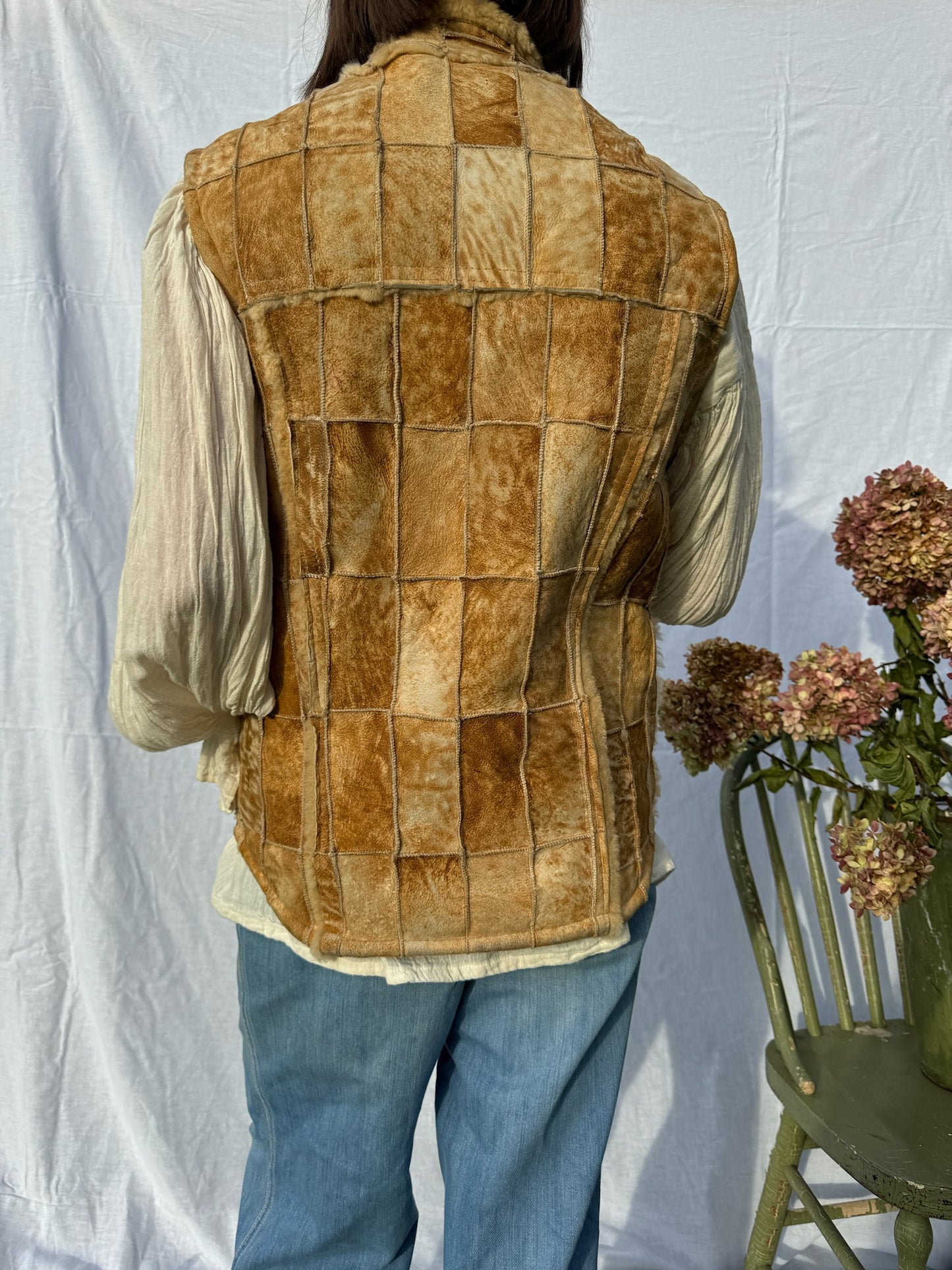 Patchwork Shearling Vest