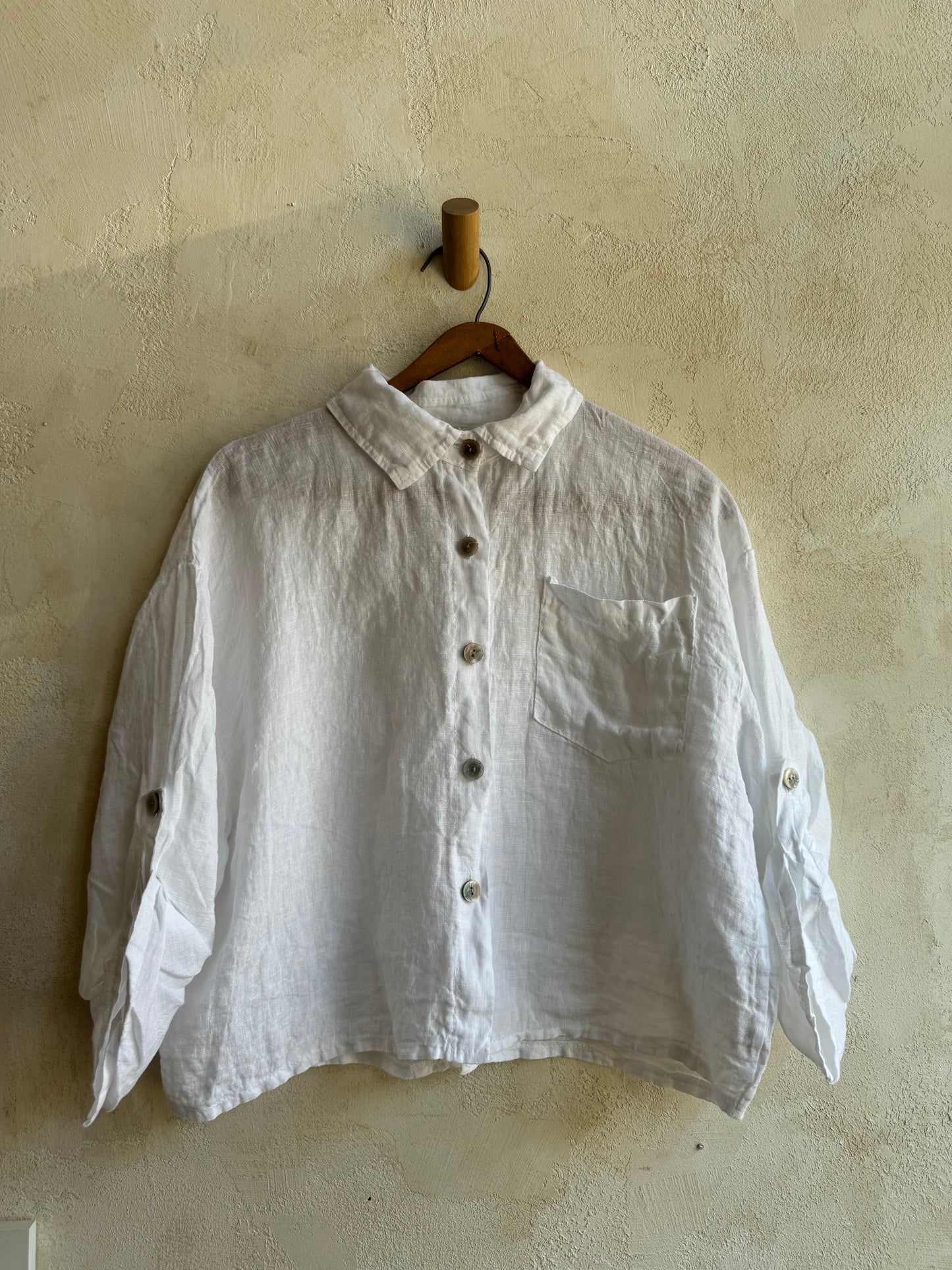 Jacoba Linen Shirt in White by Rufina