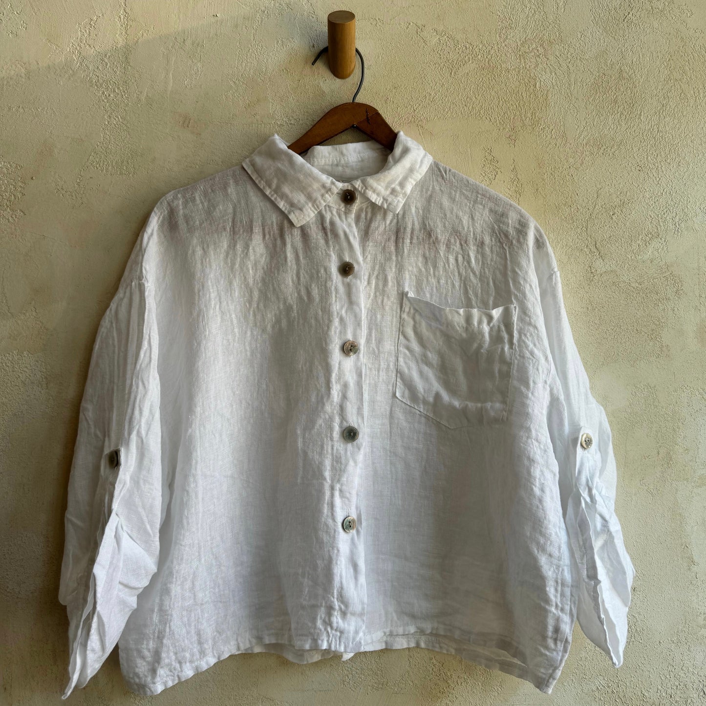 Jacoba Linen Shirt in White by Rufina