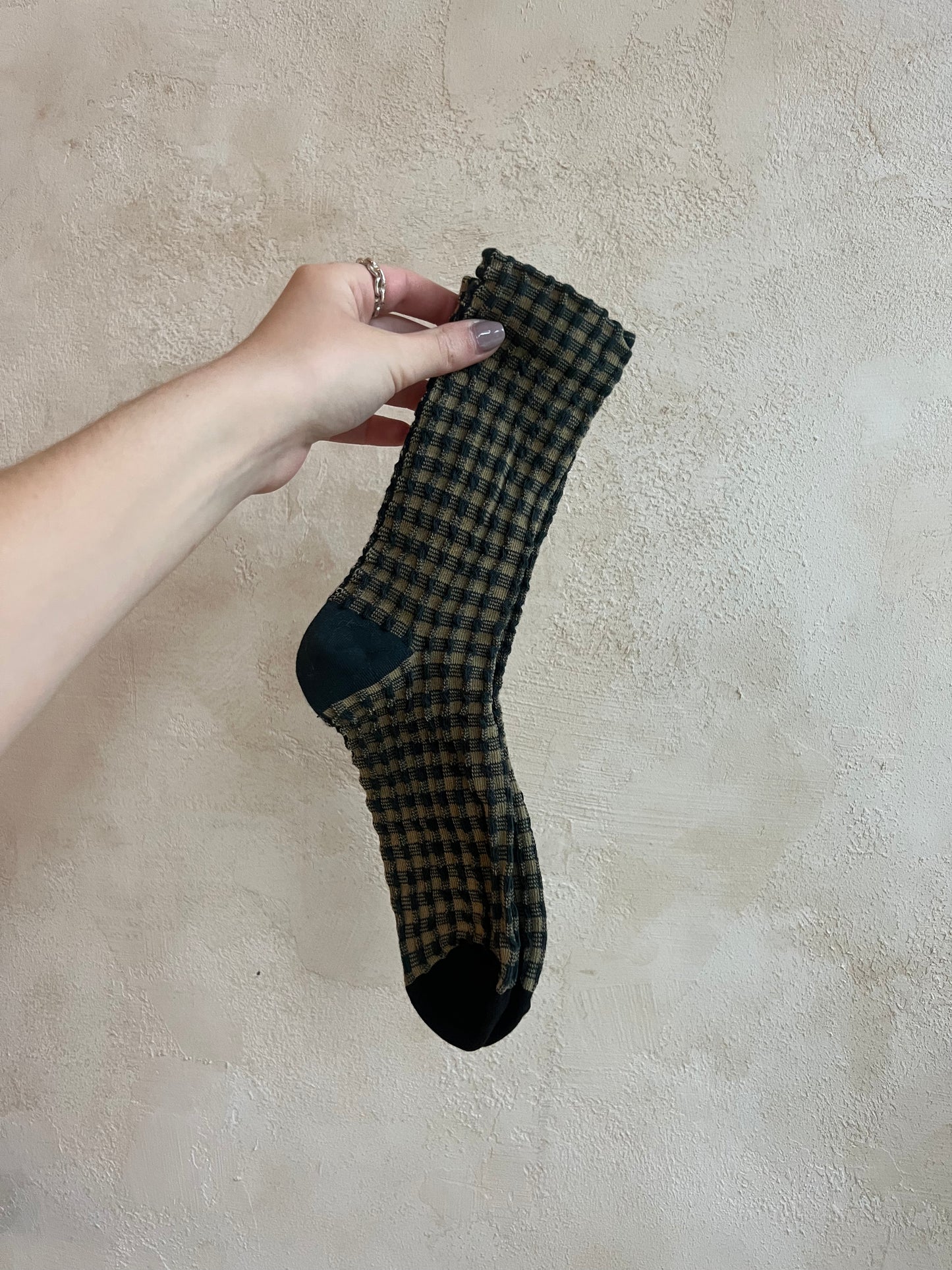 Gingham Waffle Socks by Billy Bamboo