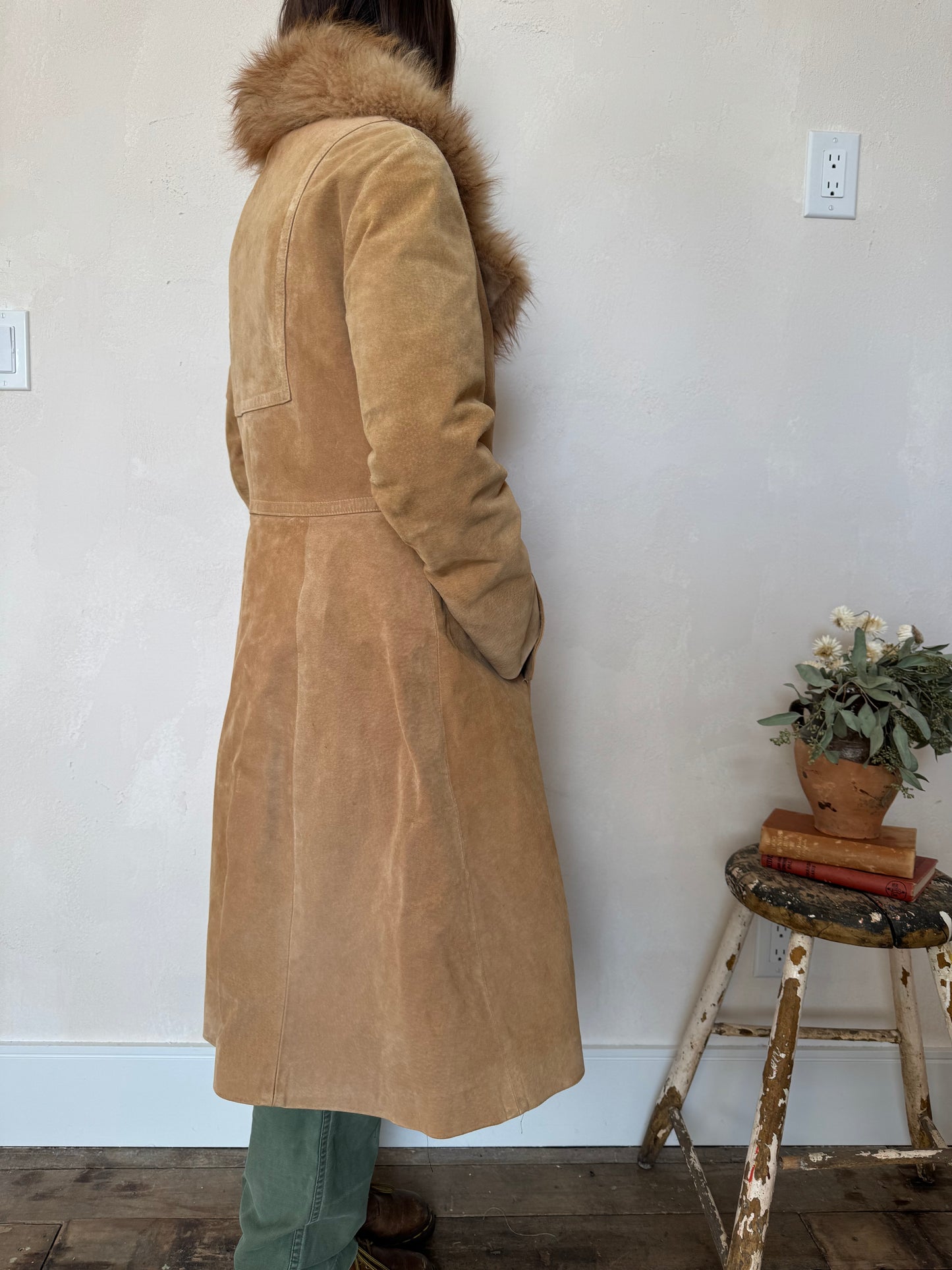 Camel Suede + Fur Trench