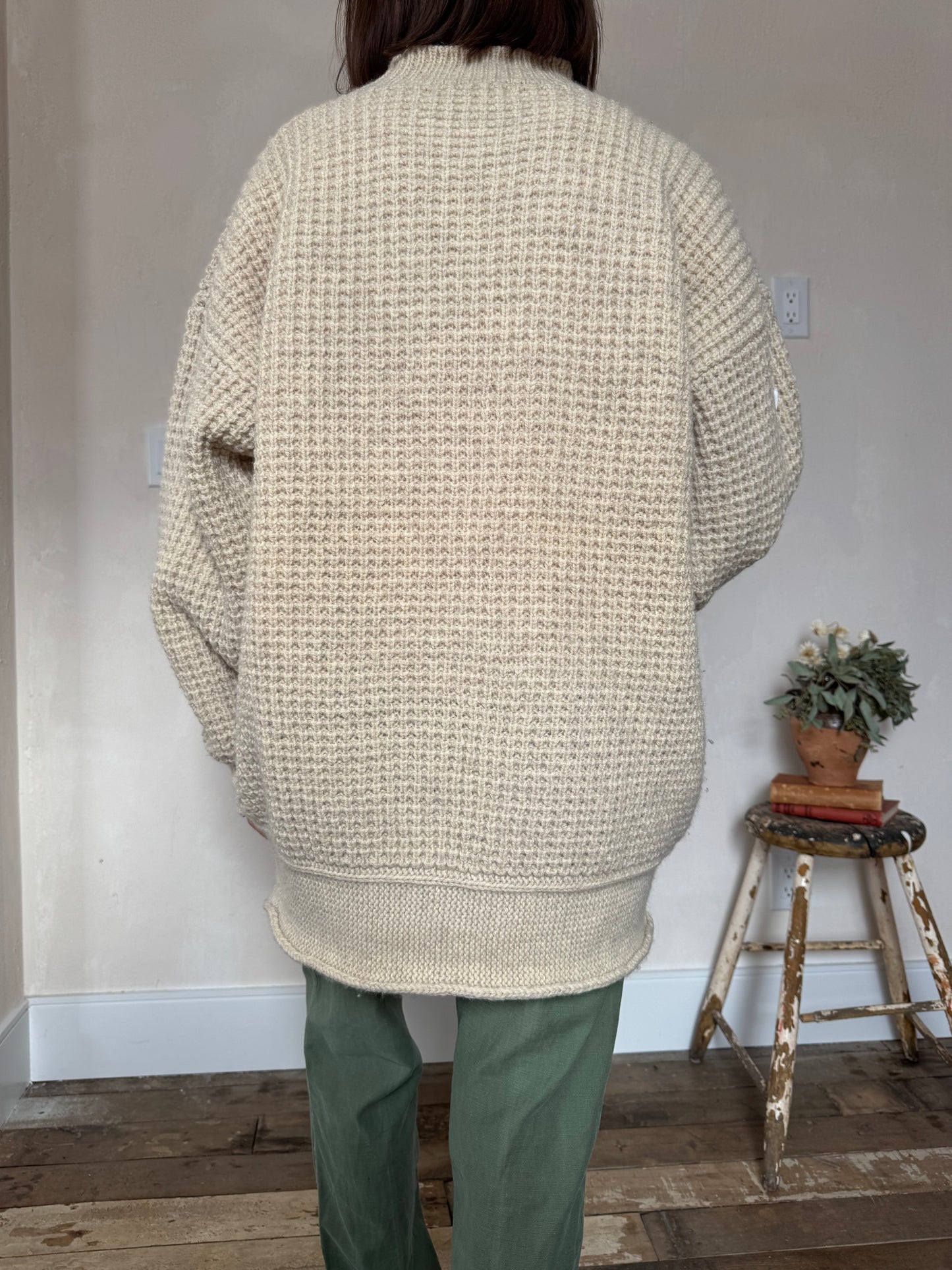 Oatmeal Waffled Wool Sweater