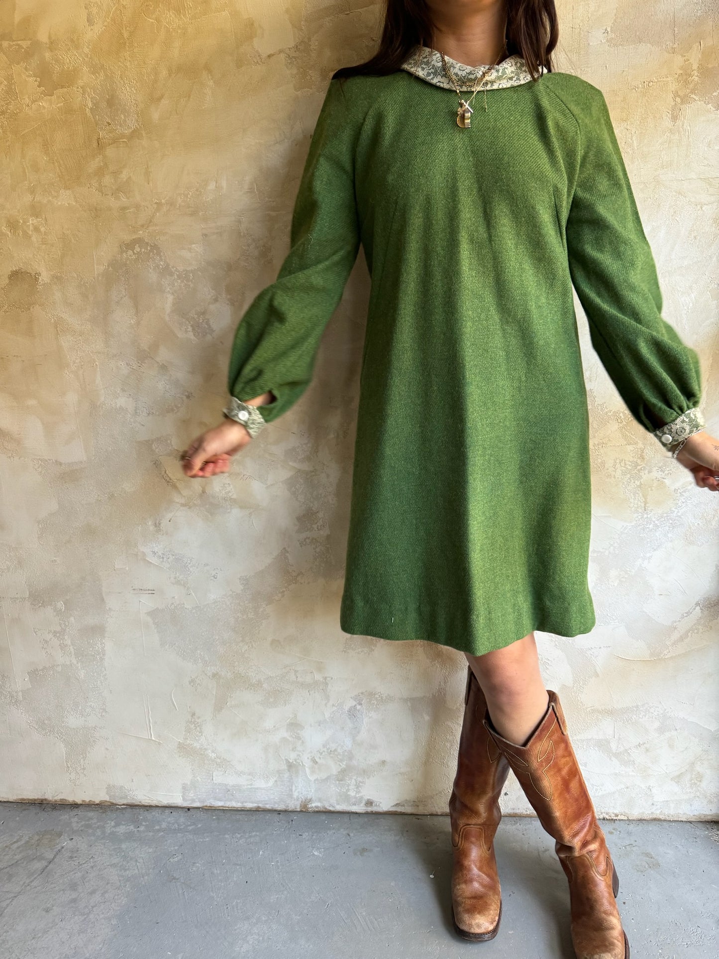 Green Wool Holiday Dress