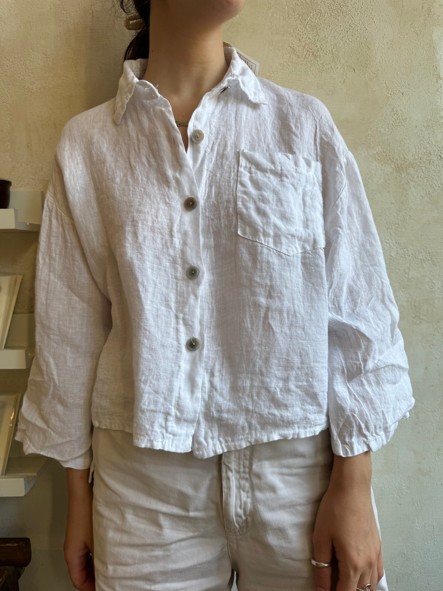 Jacoba Linen Shirt in White by Rufina