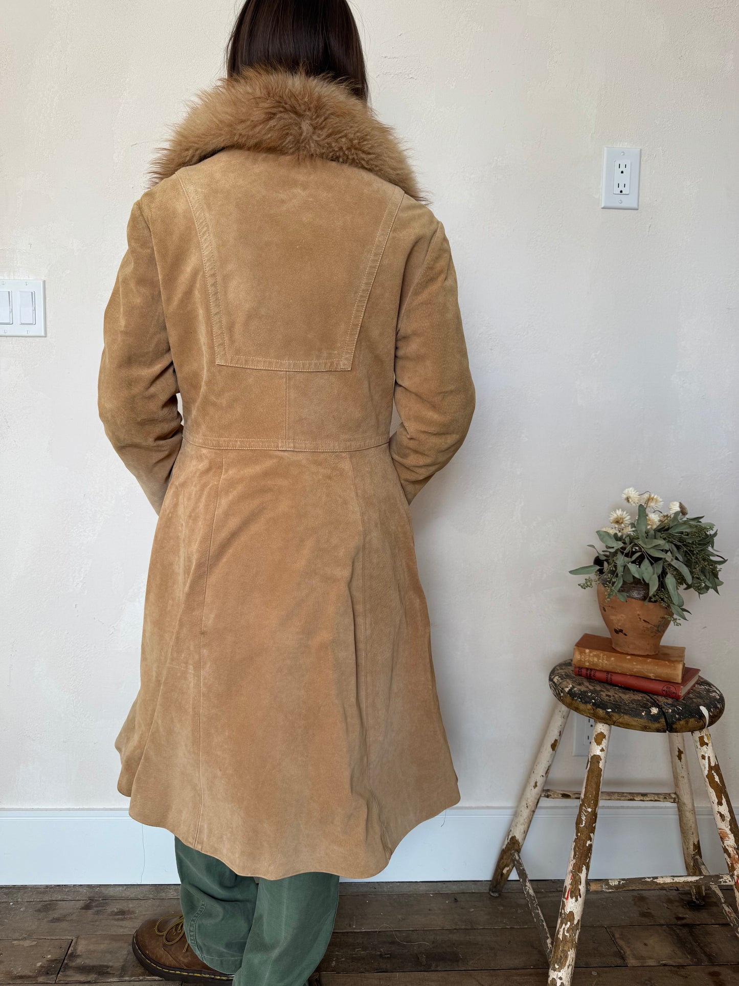 Camel Suede + Fur Trench