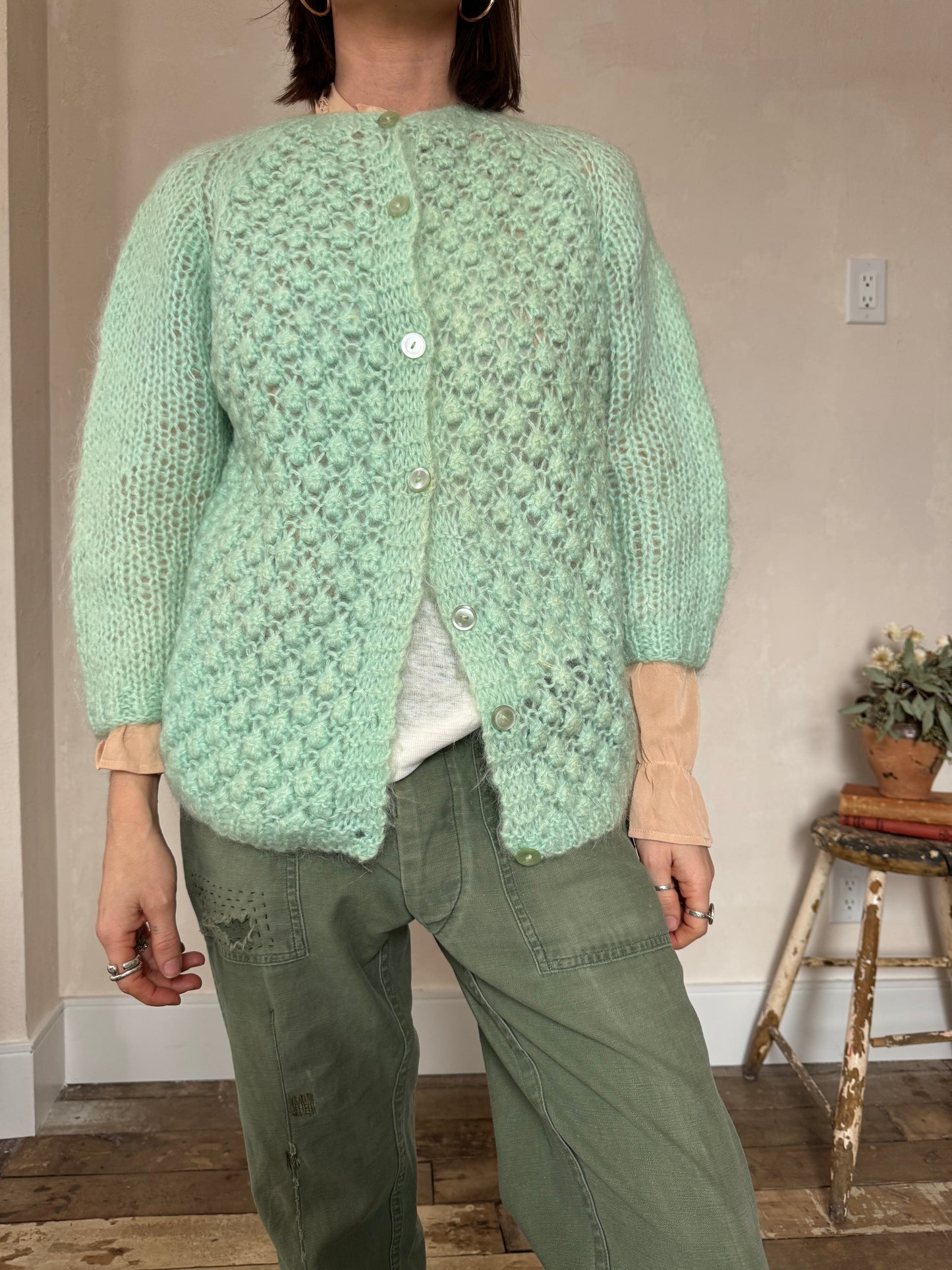 Mint Mohair Cardigan