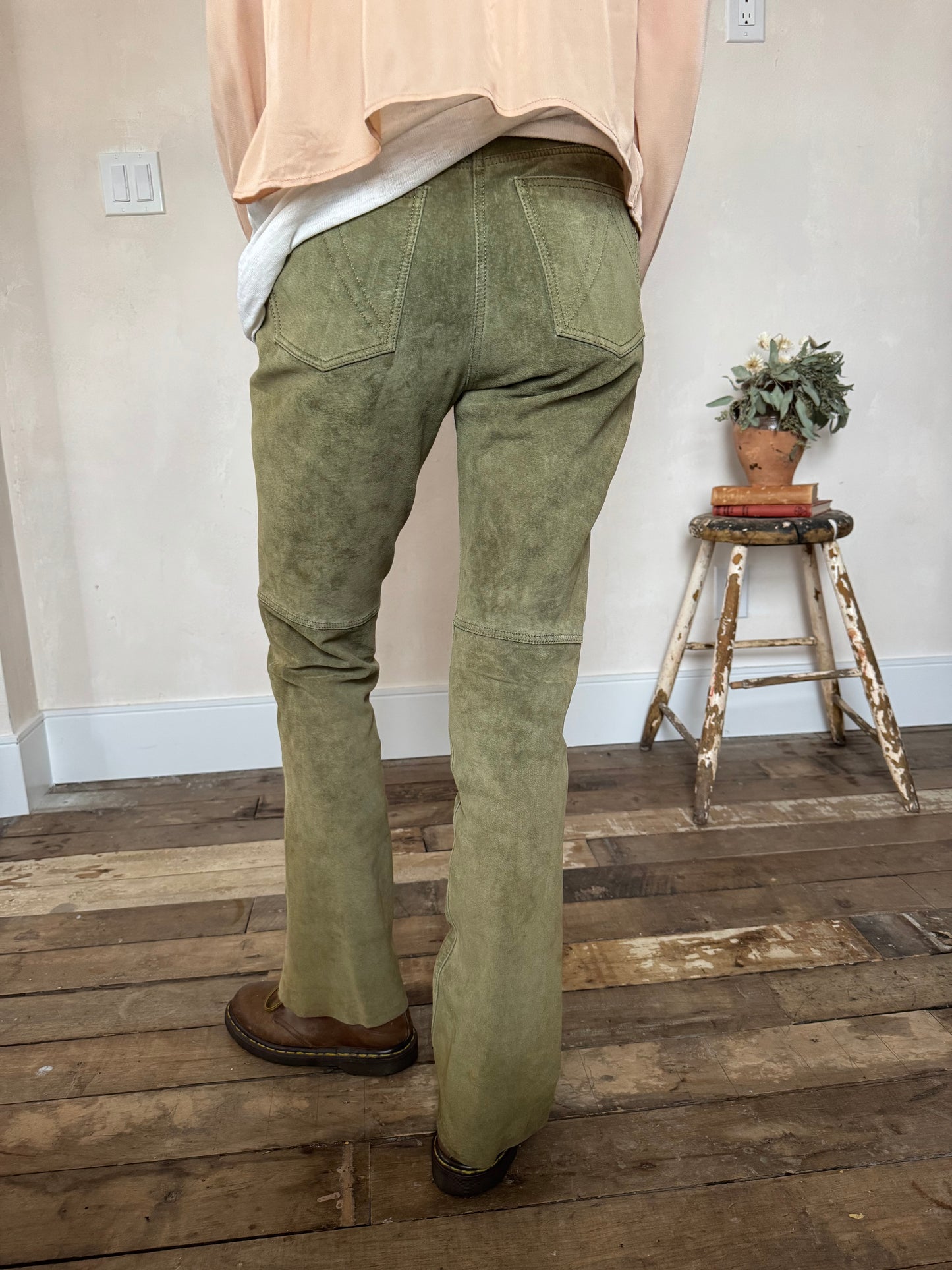 Olive Green Suede Danier Pants