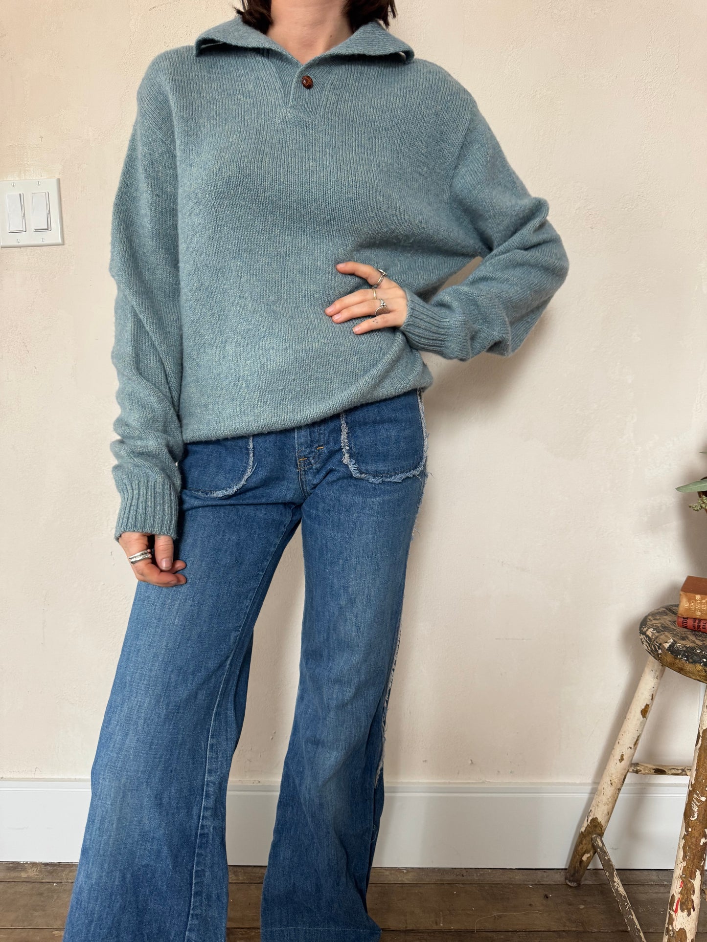 Robin Egg Blue Wool Pullover Sweater