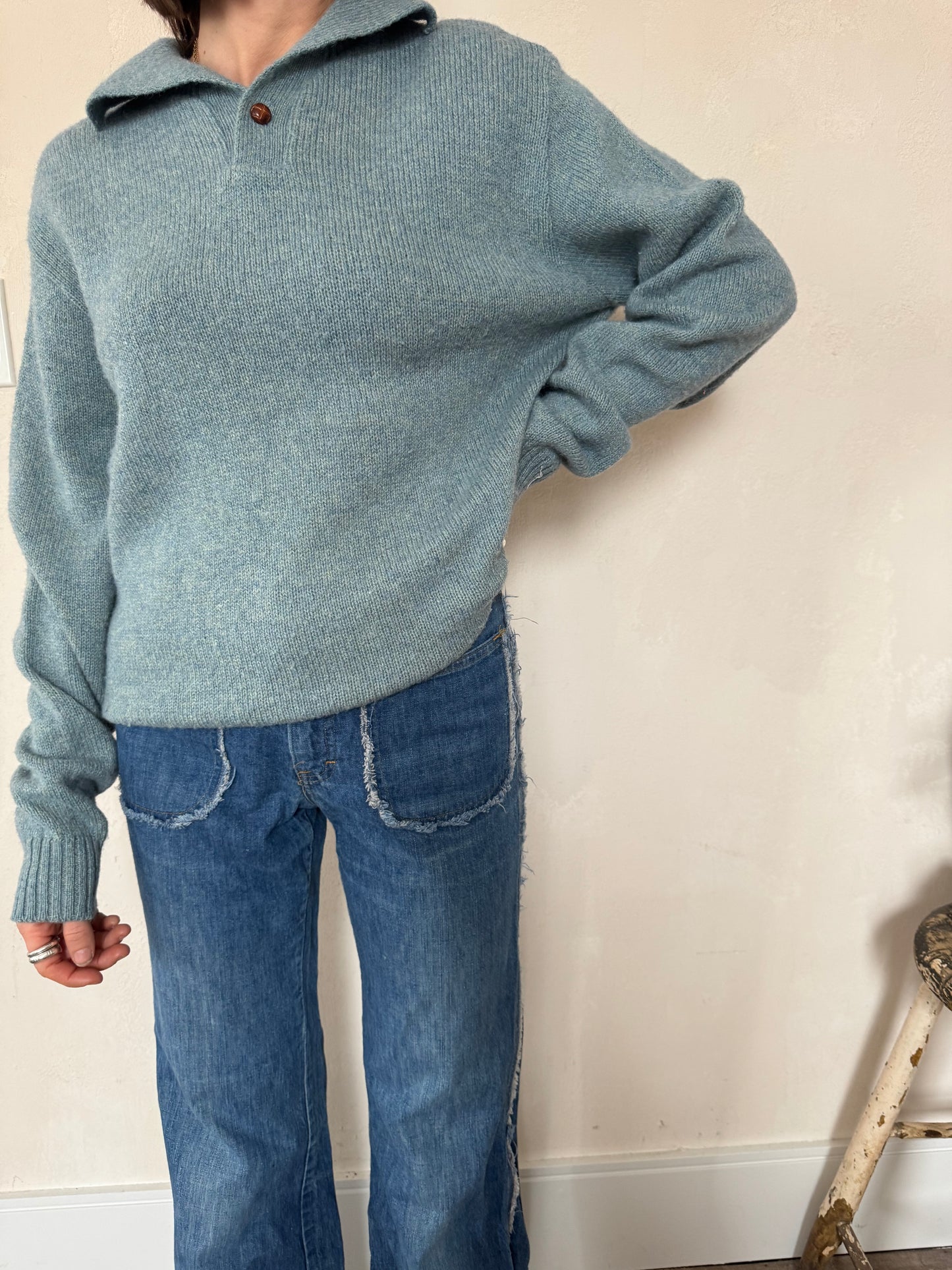 Robin Egg Blue Wool Pullover Sweater