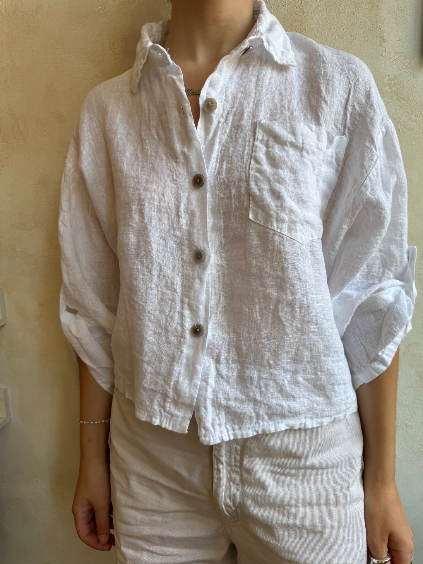 Jacoba Linen Shirt in White by Rufina