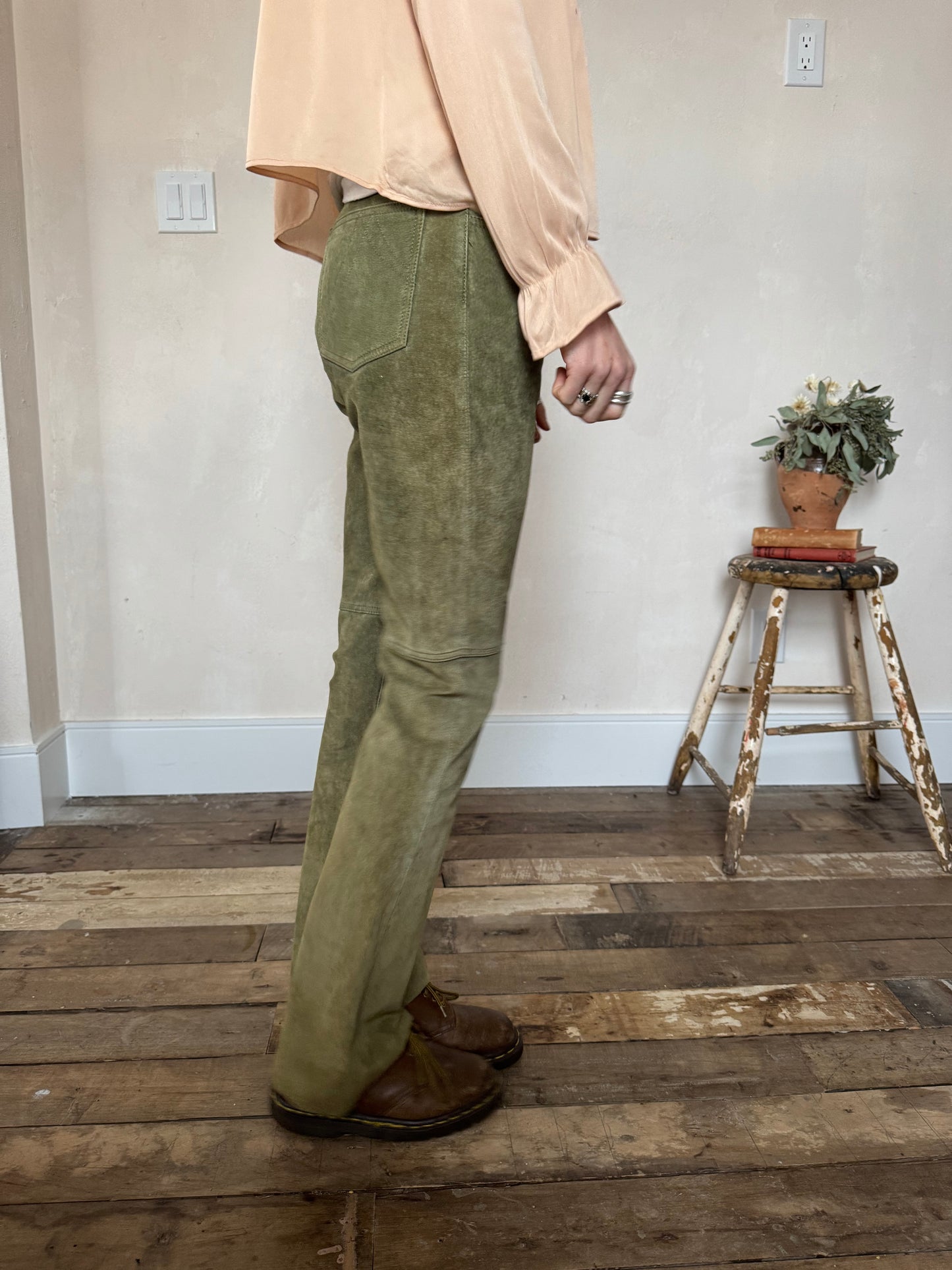 Olive Green Suede Danier Pants