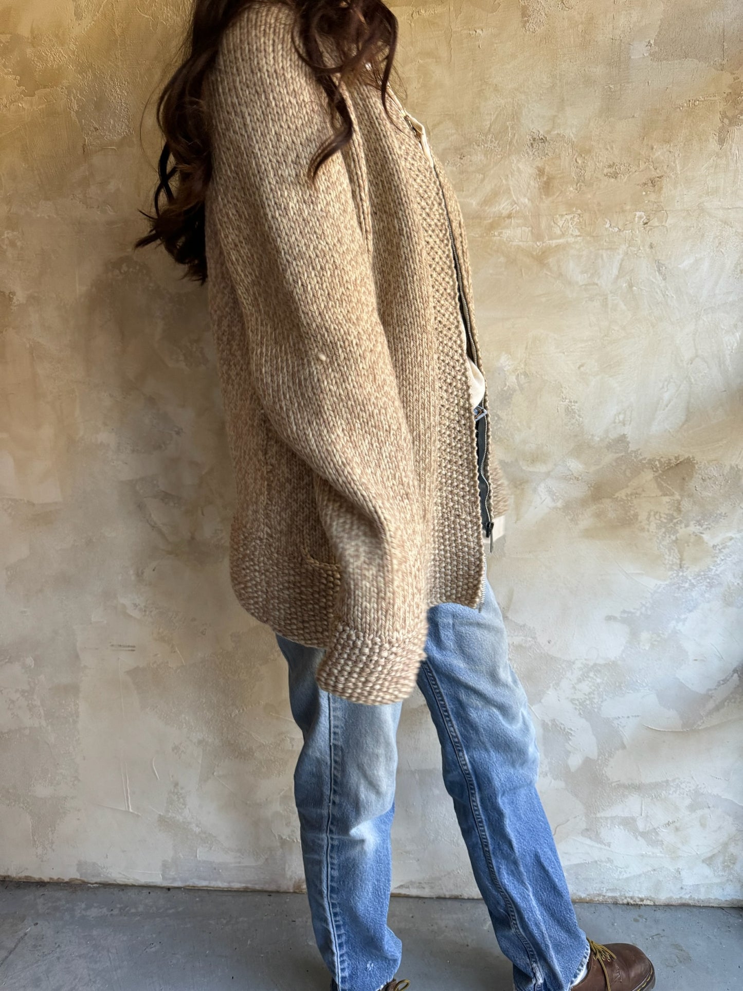 Oatmeal Zip-Up Cardigan