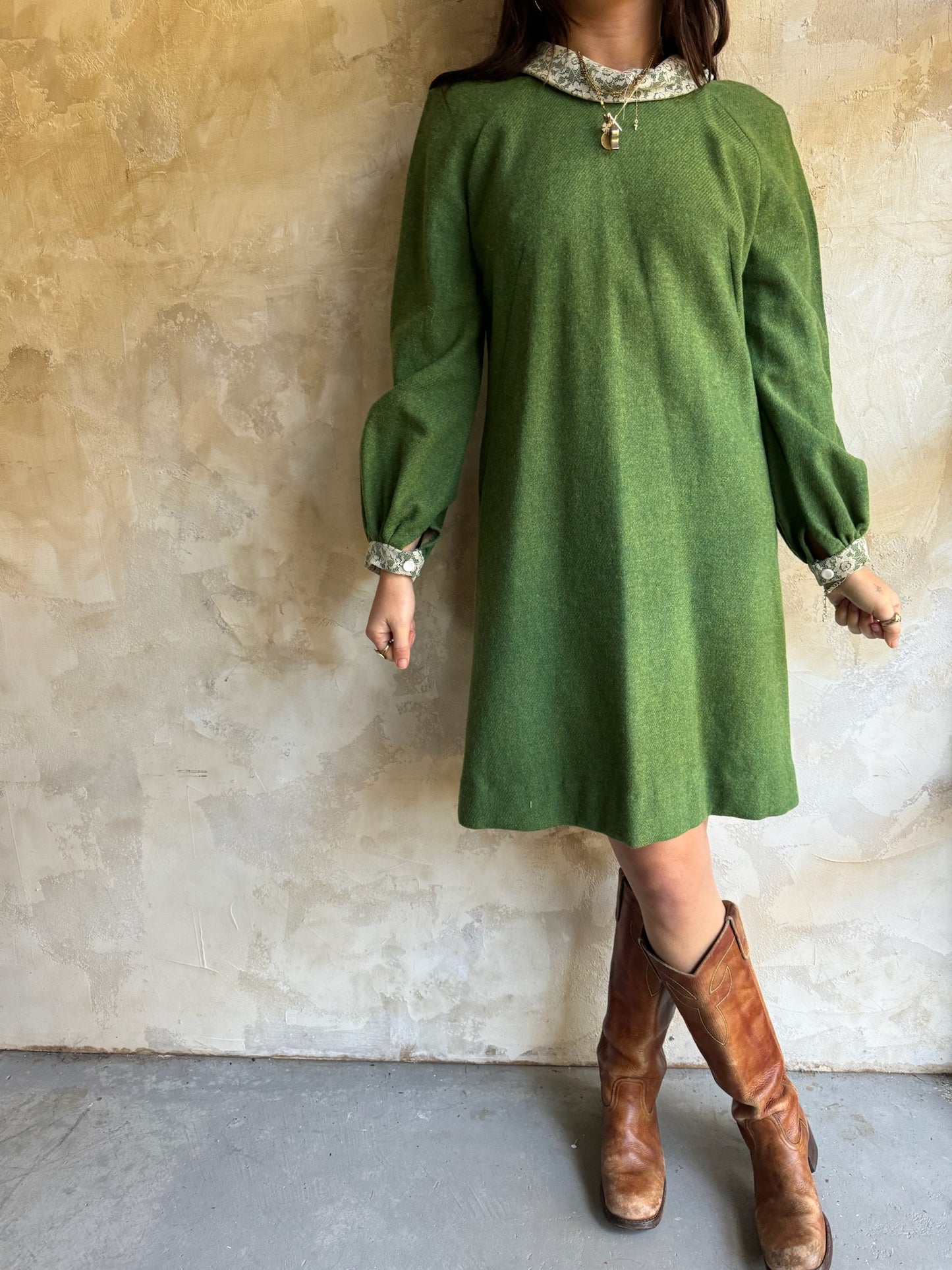 Green Wool Holiday Dress