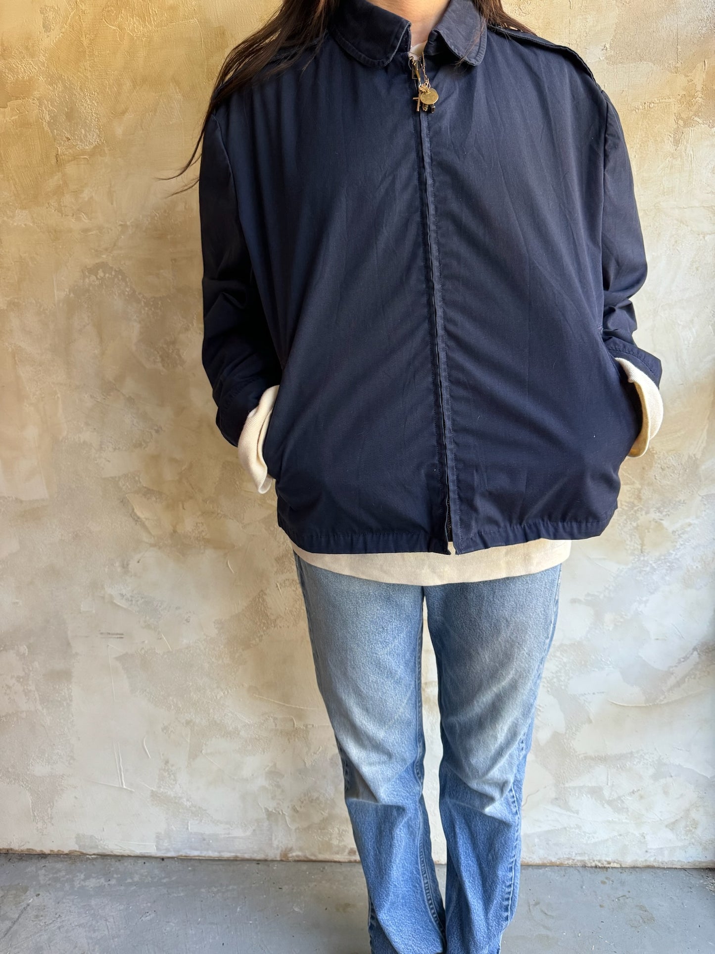 Navy Blue Military Poplin Jacket