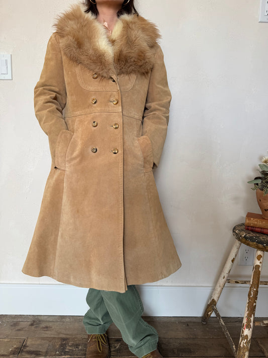 Camel Suede + Fur Trench