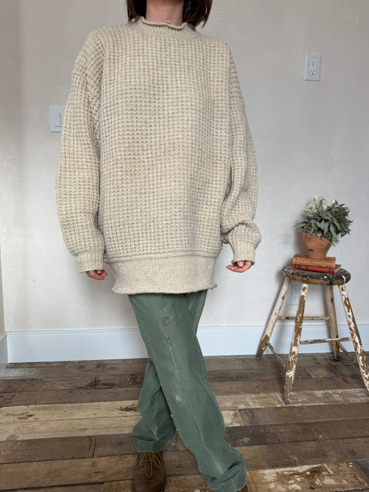 Oatmeal Waffled Wool Sweater