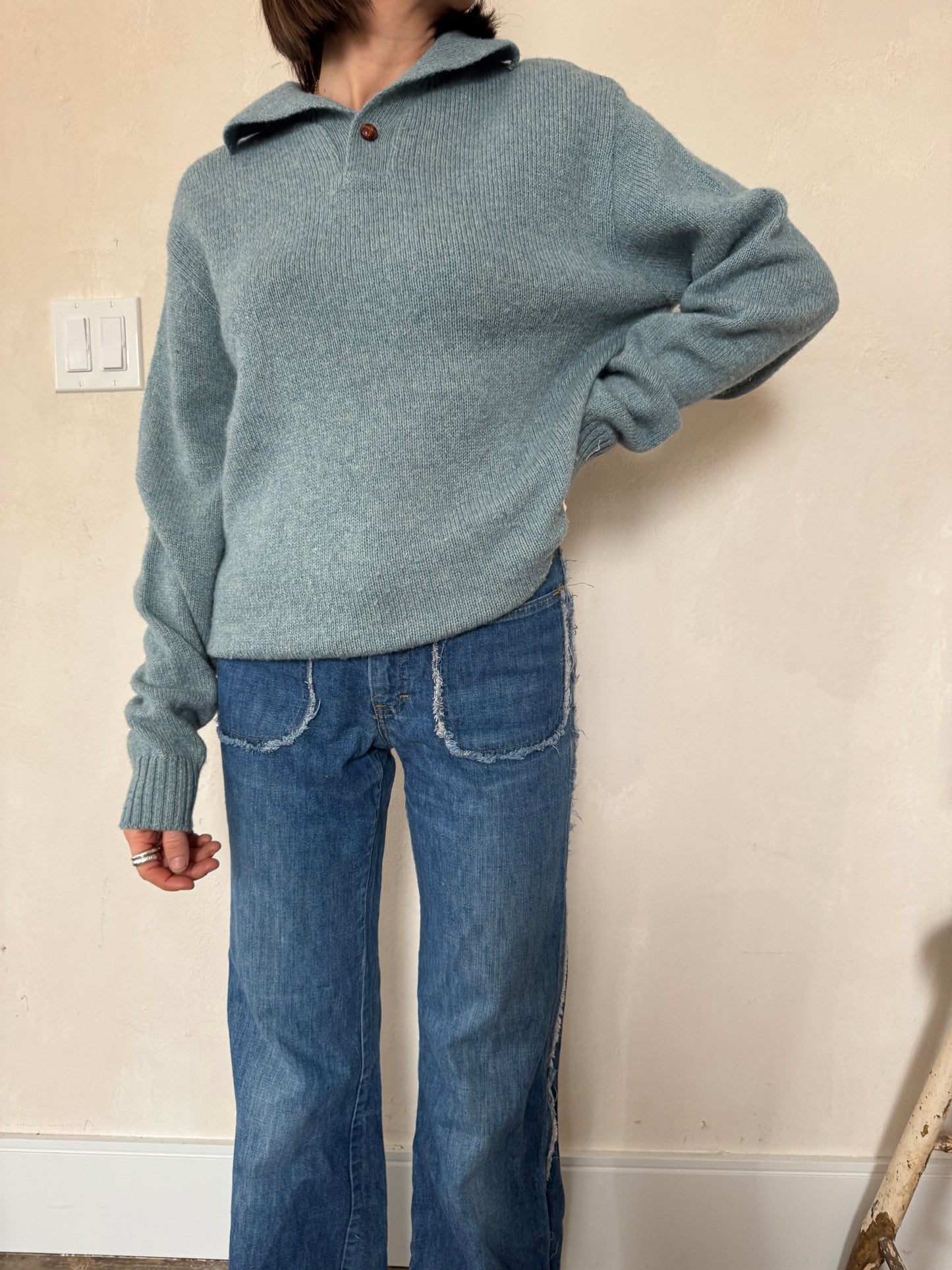 Robin Egg Blue Wool Pullover Sweater