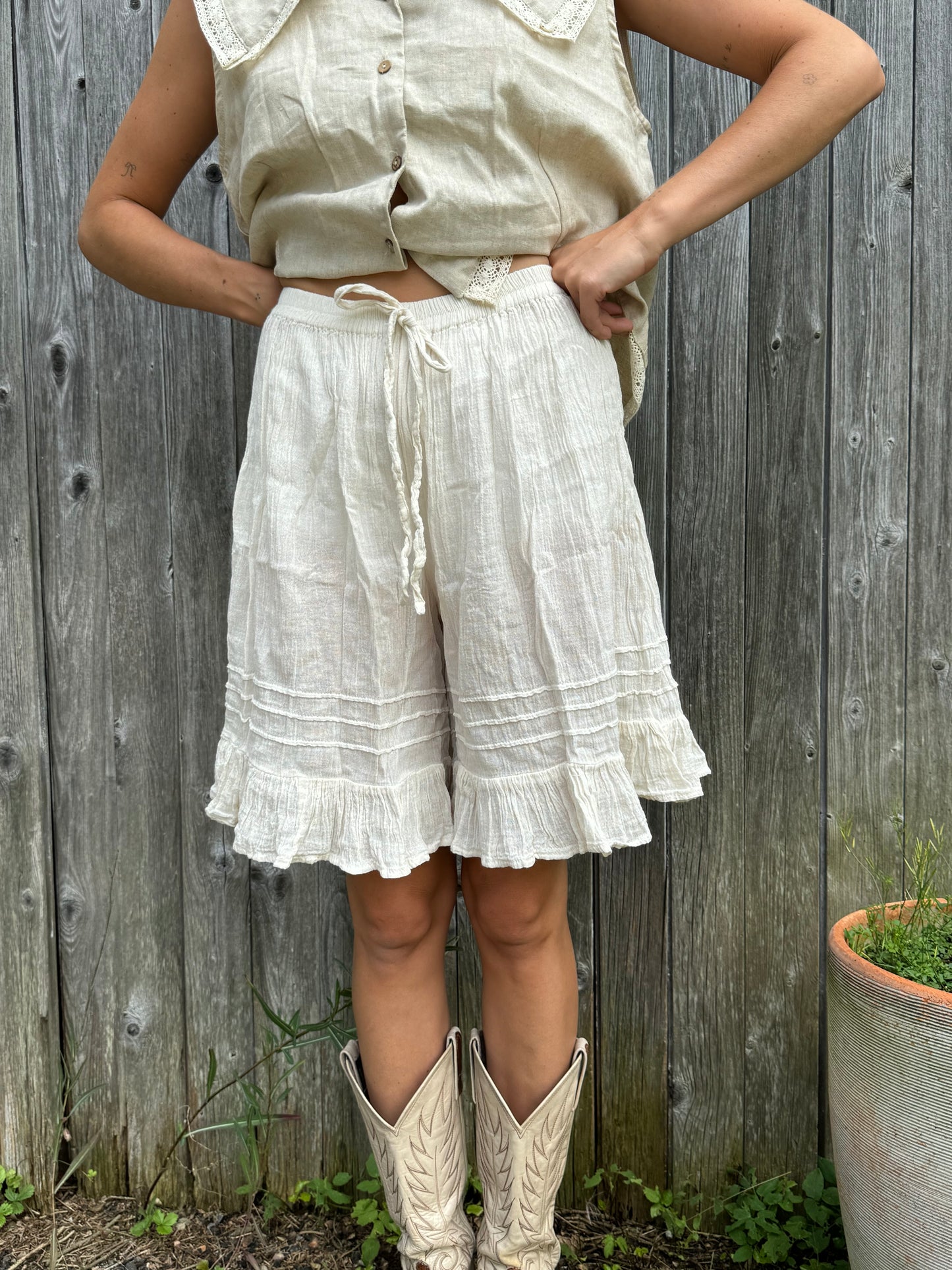 Natural Cotton Ruffle Bloomers