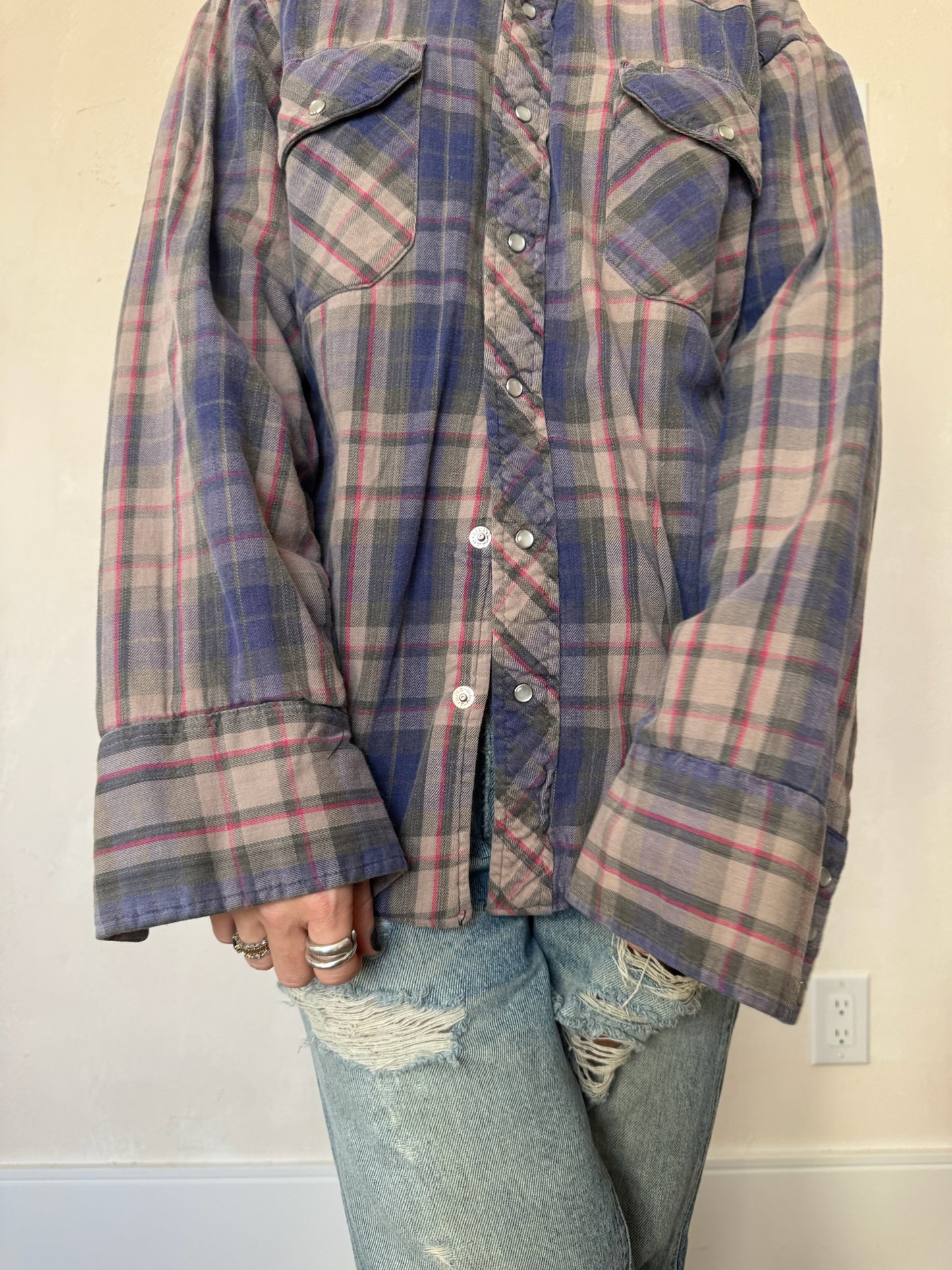 Faded Grey Plaid Shirt