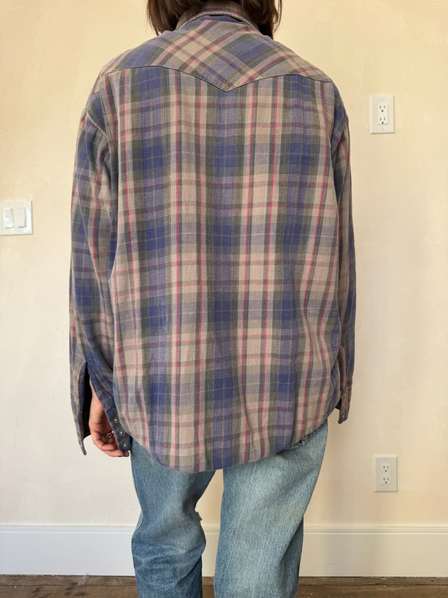 Faded Grey Plaid Shirt