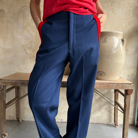 Red Striped Navy Trouser