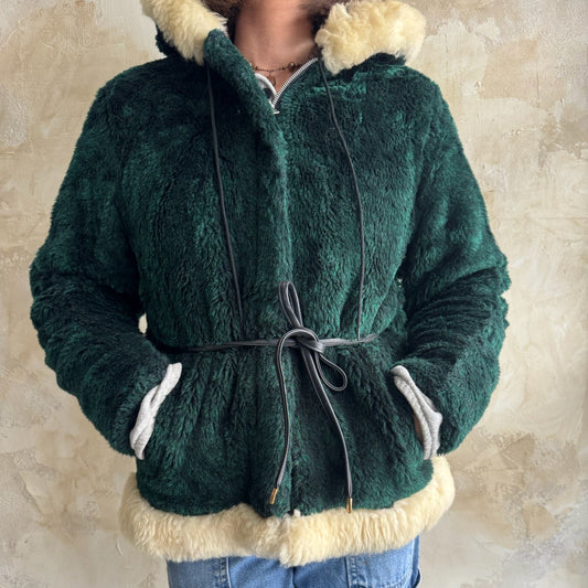 Emerald Faux Fur Hooded Jacket