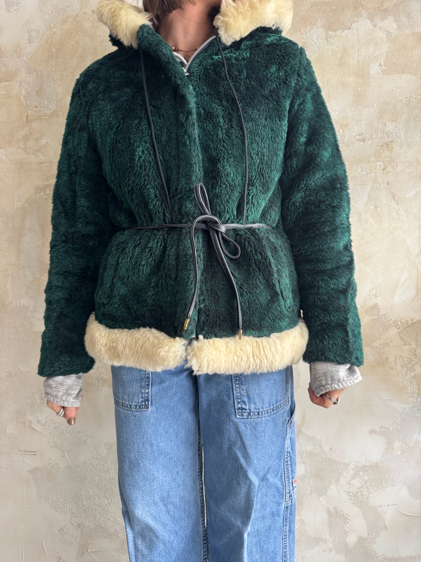 Emerald Faux Fur Hooded Jacket