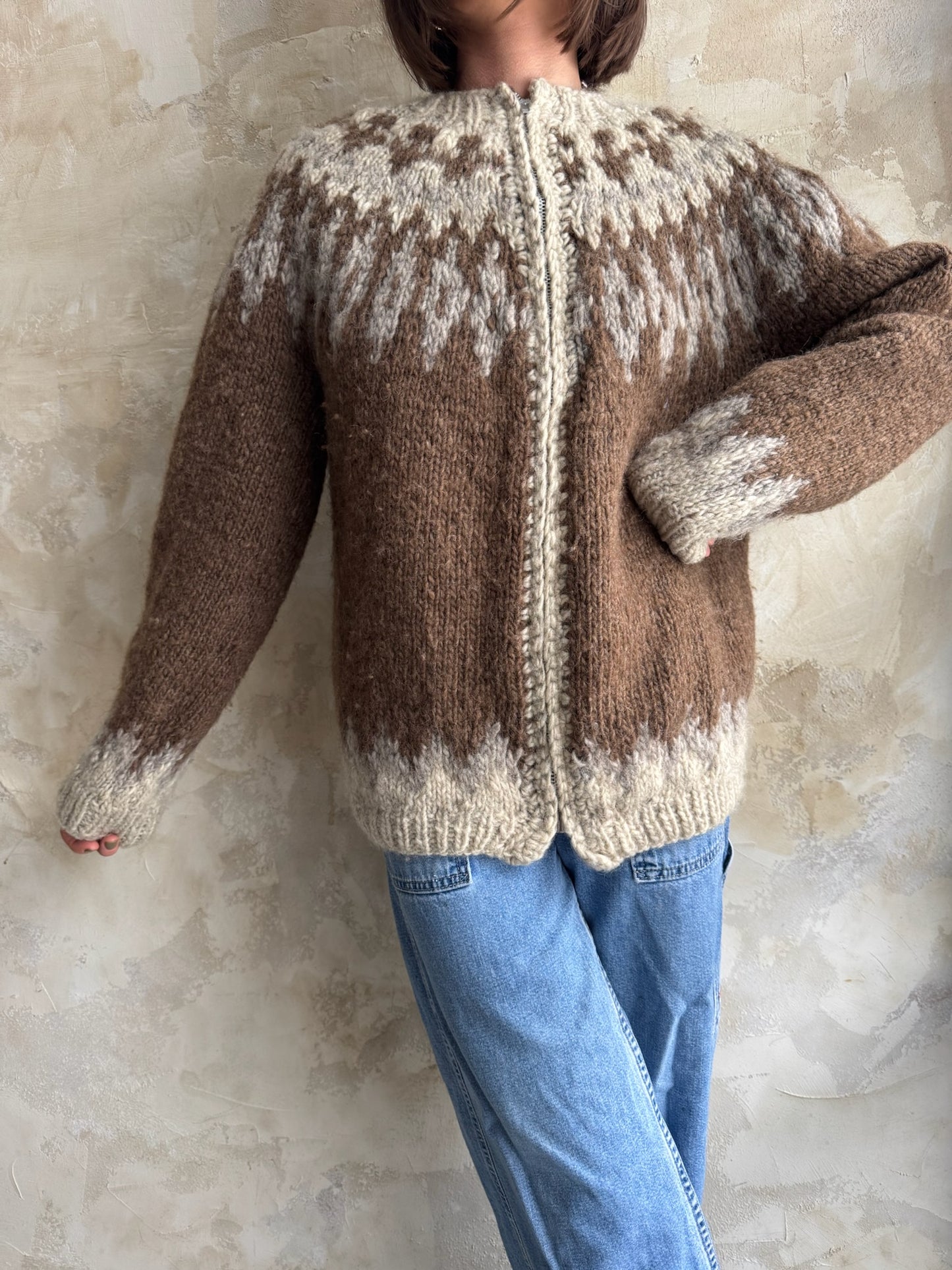 Handmade Zip-Up Icelandic Sweater