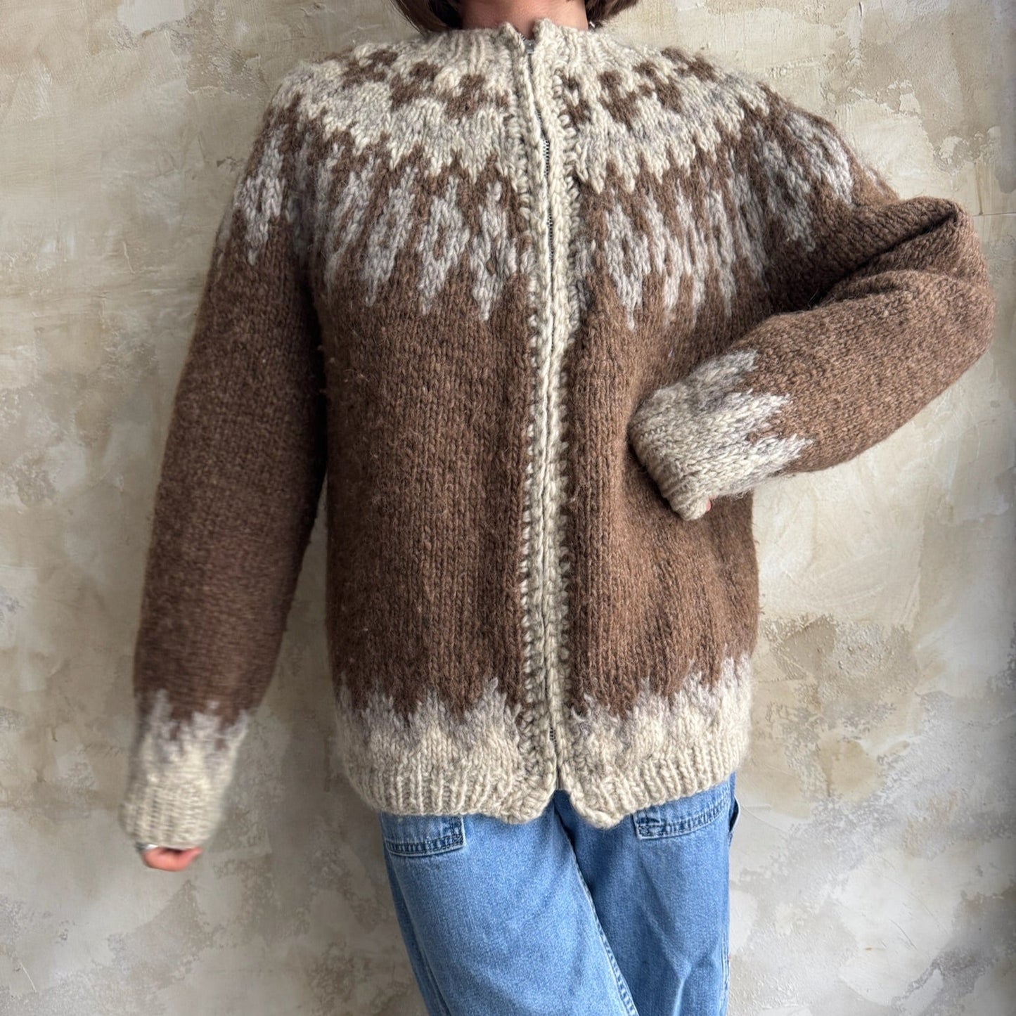 Handmade Zip-Up Icelandic Sweater