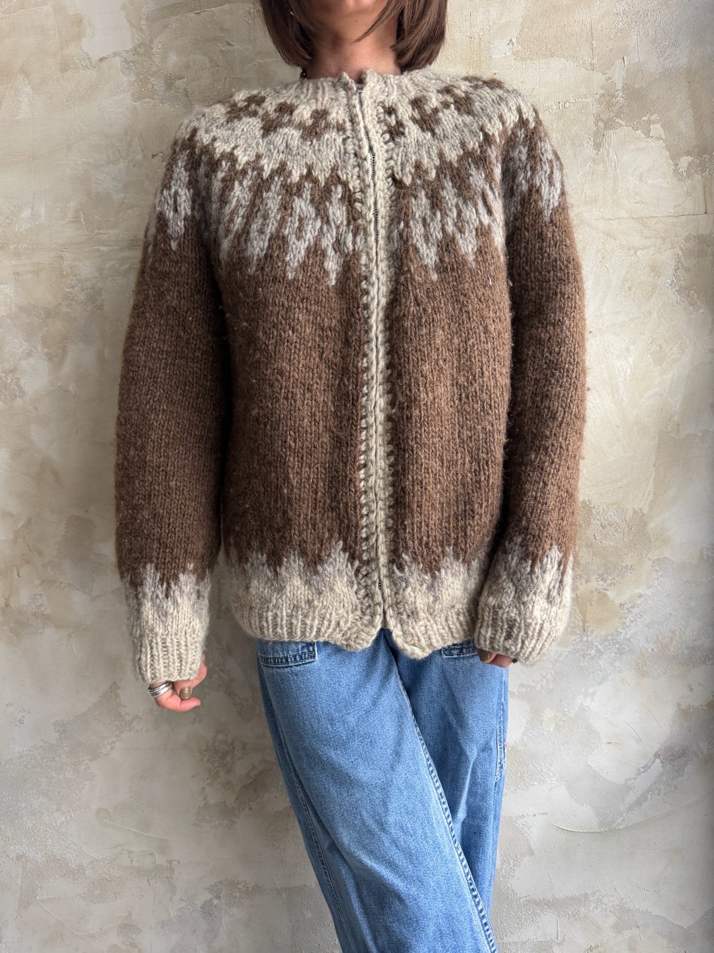 Handmade Zip-Up Icelandic Sweater