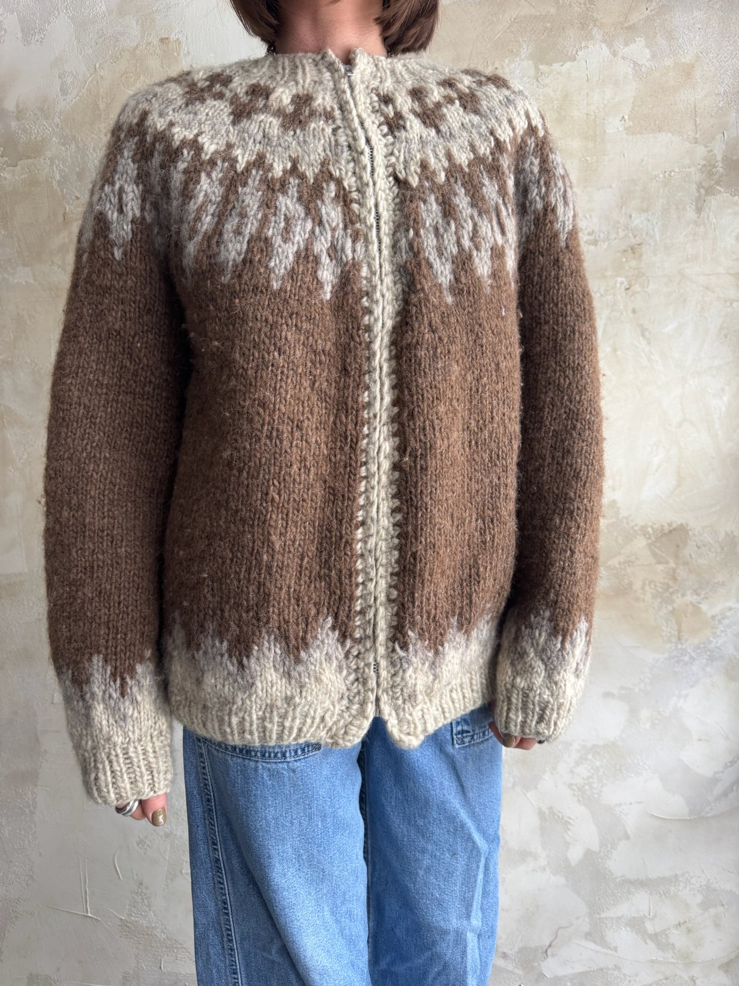 Handmade Zip-Up Icelandic Sweater