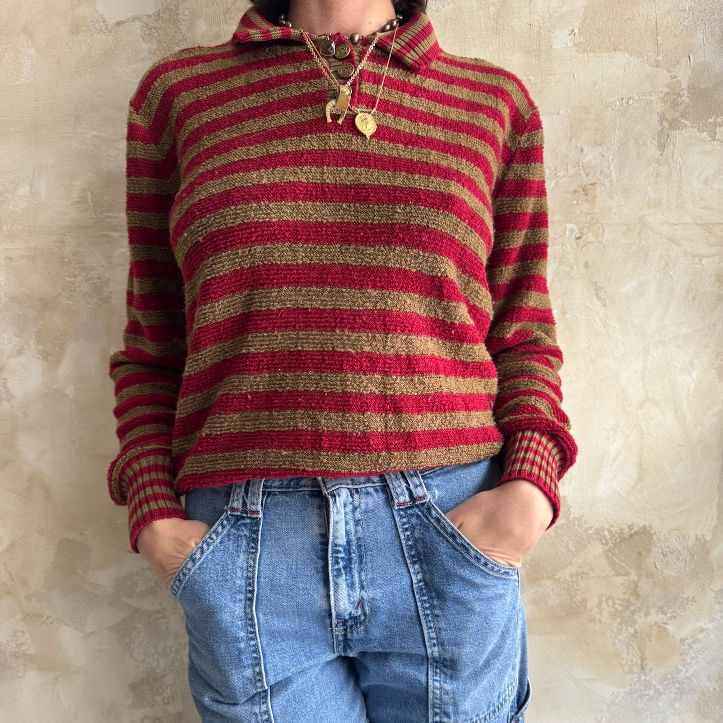 Striped Brown + Red Long Sleeve