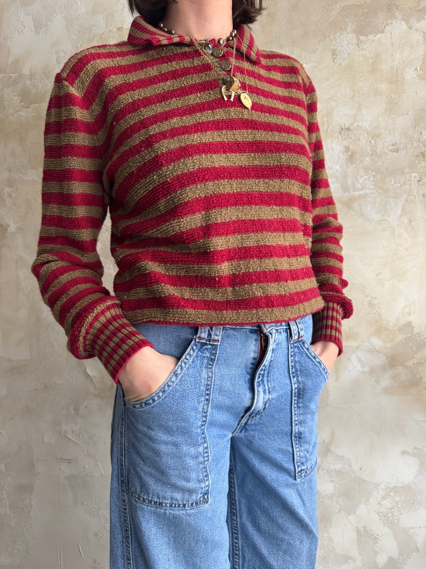 Striped Brown + Red Long Sleeve