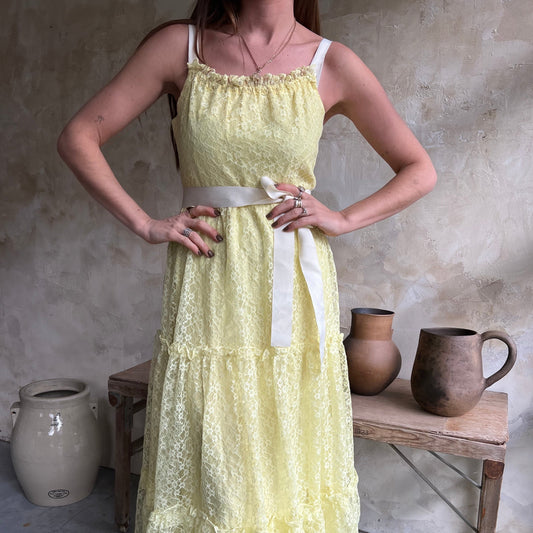 Lemon Yellow Lace Dress