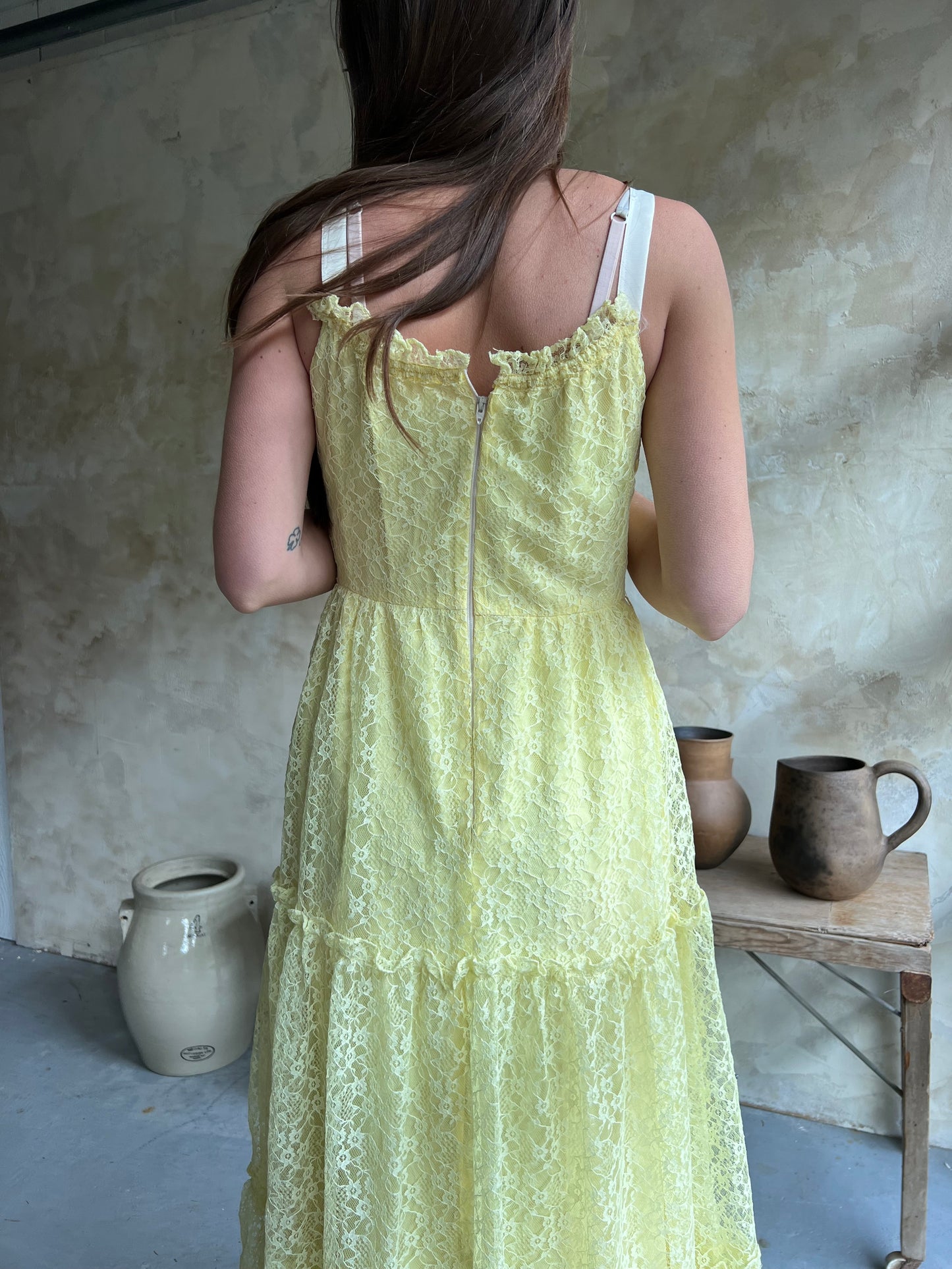 Lemon Yellow Lace Dress