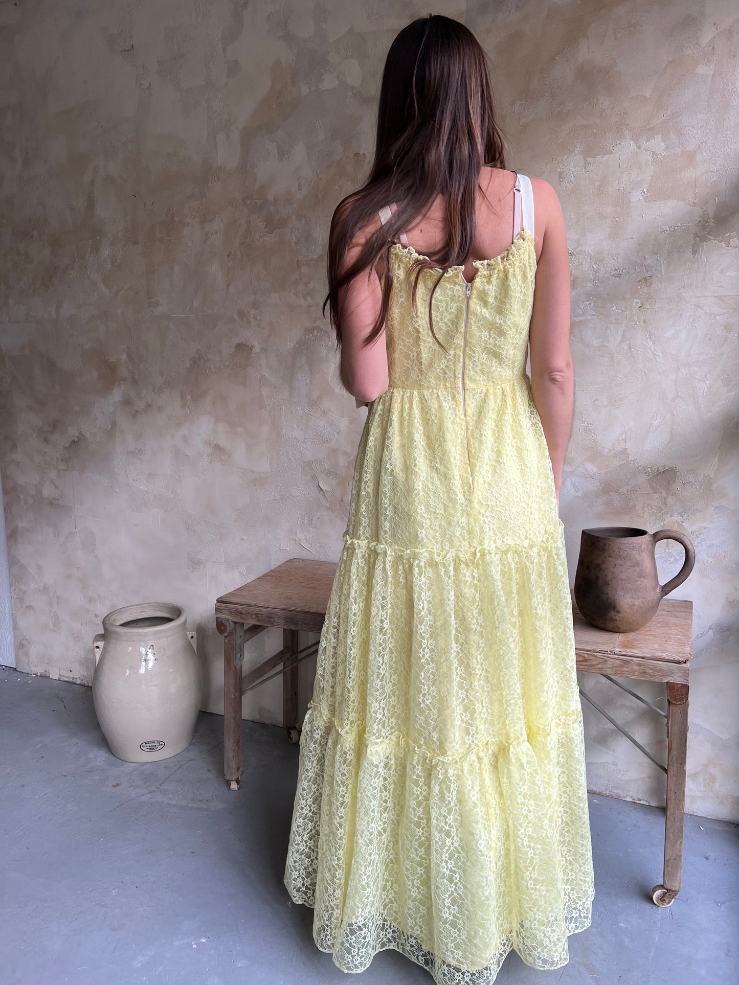 Lemon Yellow Lace Dress