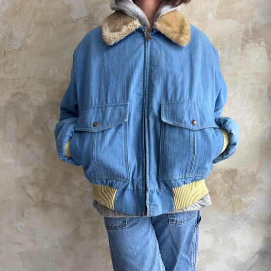 70s Denim Bomber Jacket