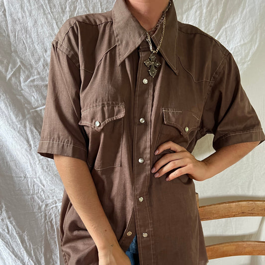 70s Brown Short-Sleeve Shirt