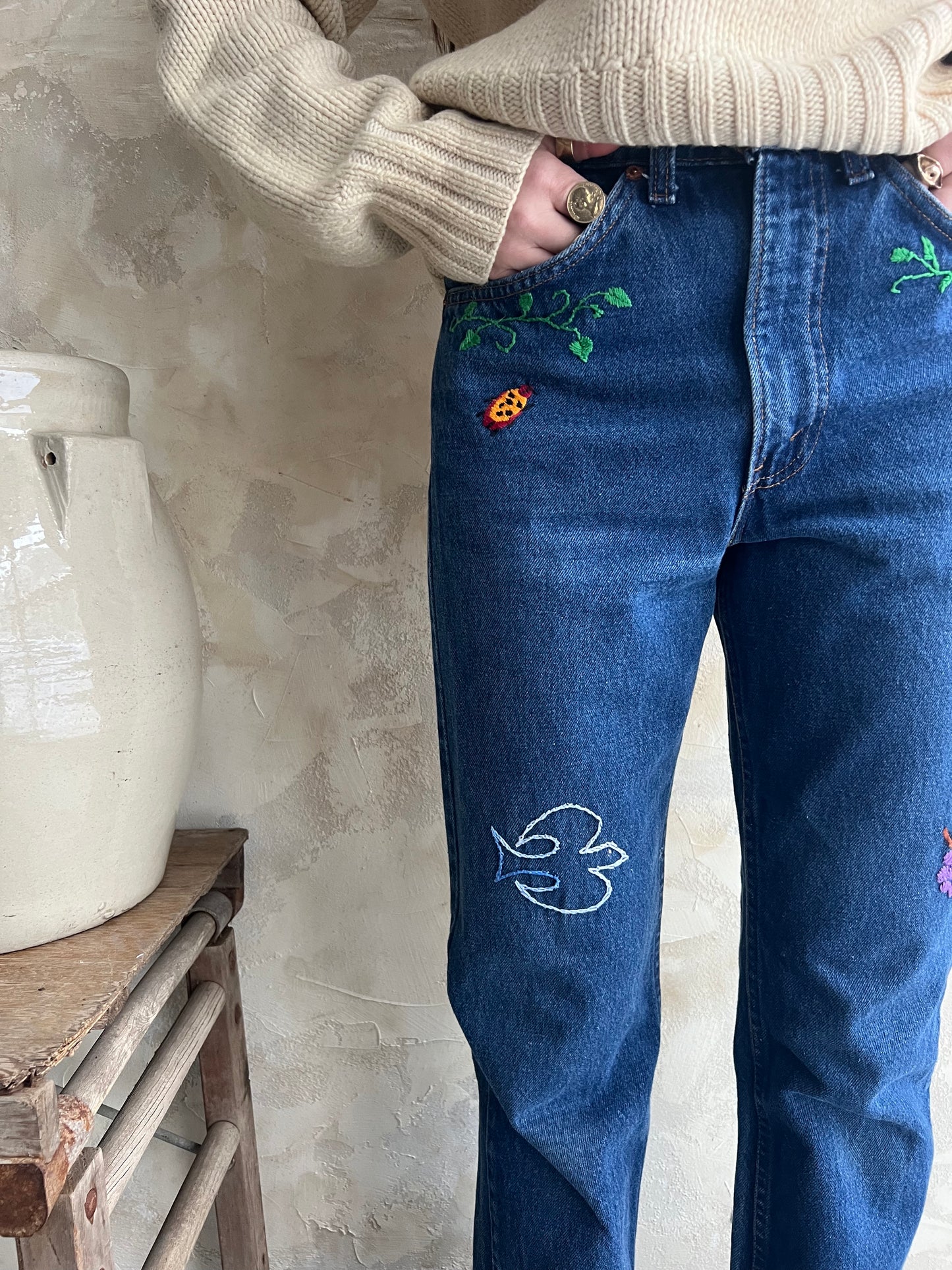 Reworked Embroidered Levi's