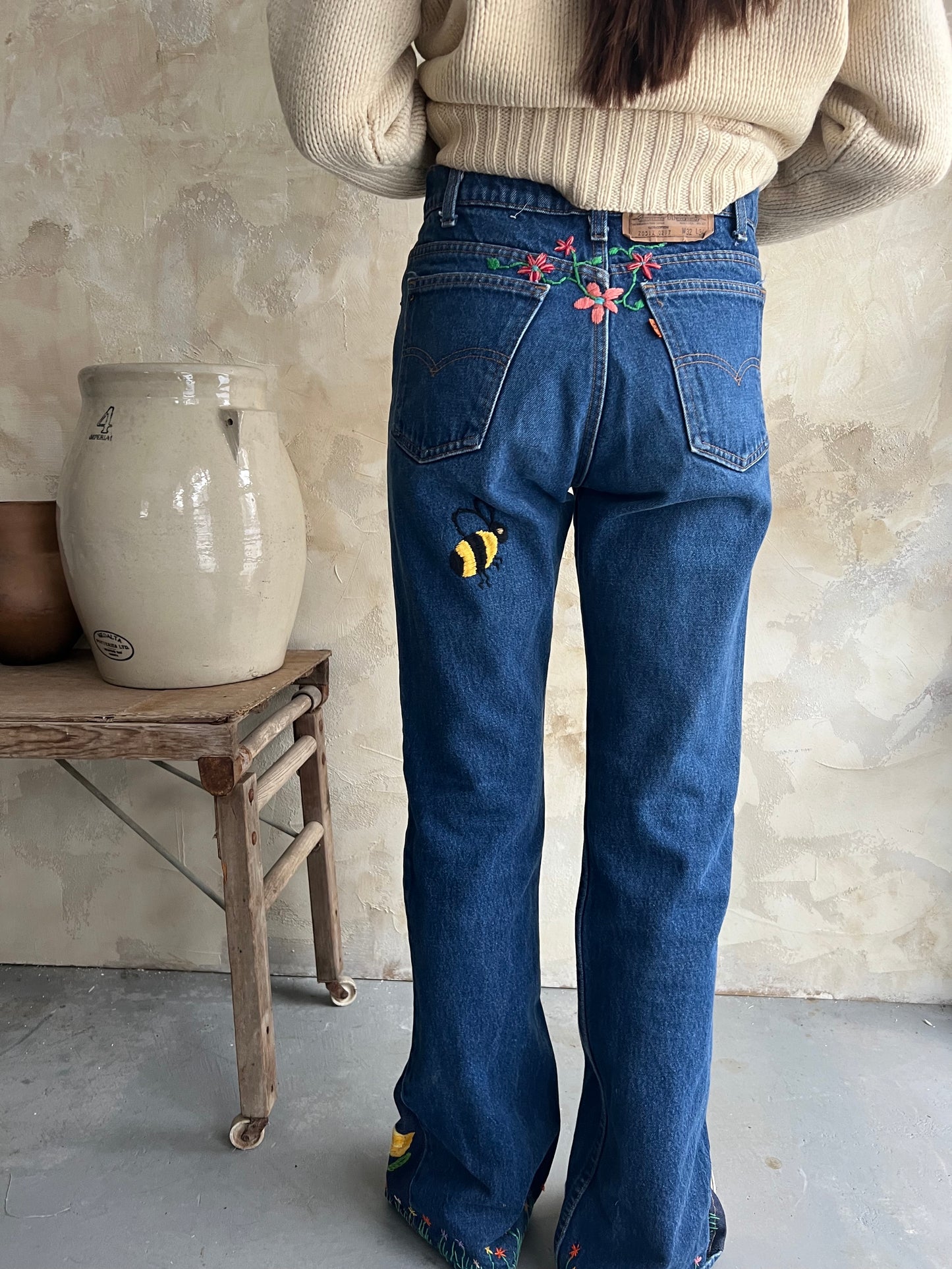 Reworked Embroidered Levi's