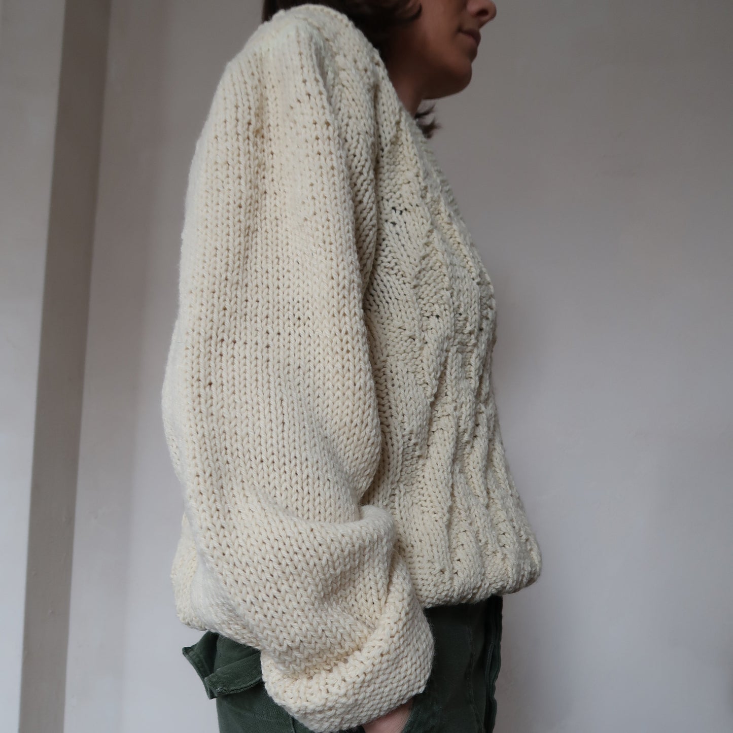 Handmade Cream Knit V-Neck