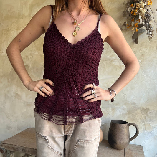 Eggplant Crochet Beaded Tank