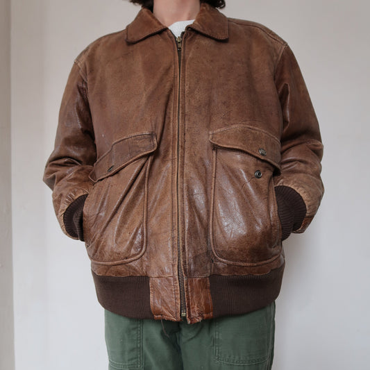 Faded Brown Leather Pilot's Jacket