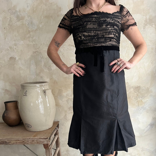 Black Silk + Lace Dress