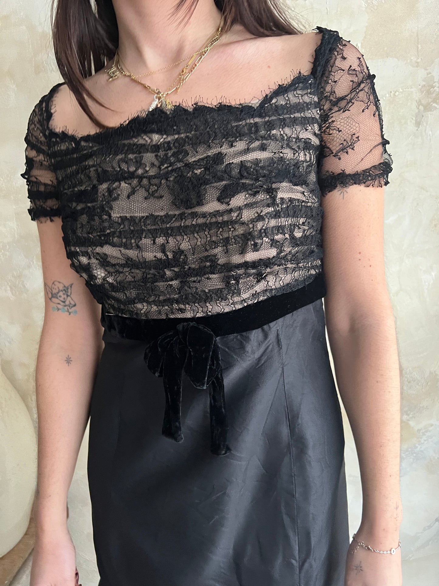 Black Silk + Lace Dress