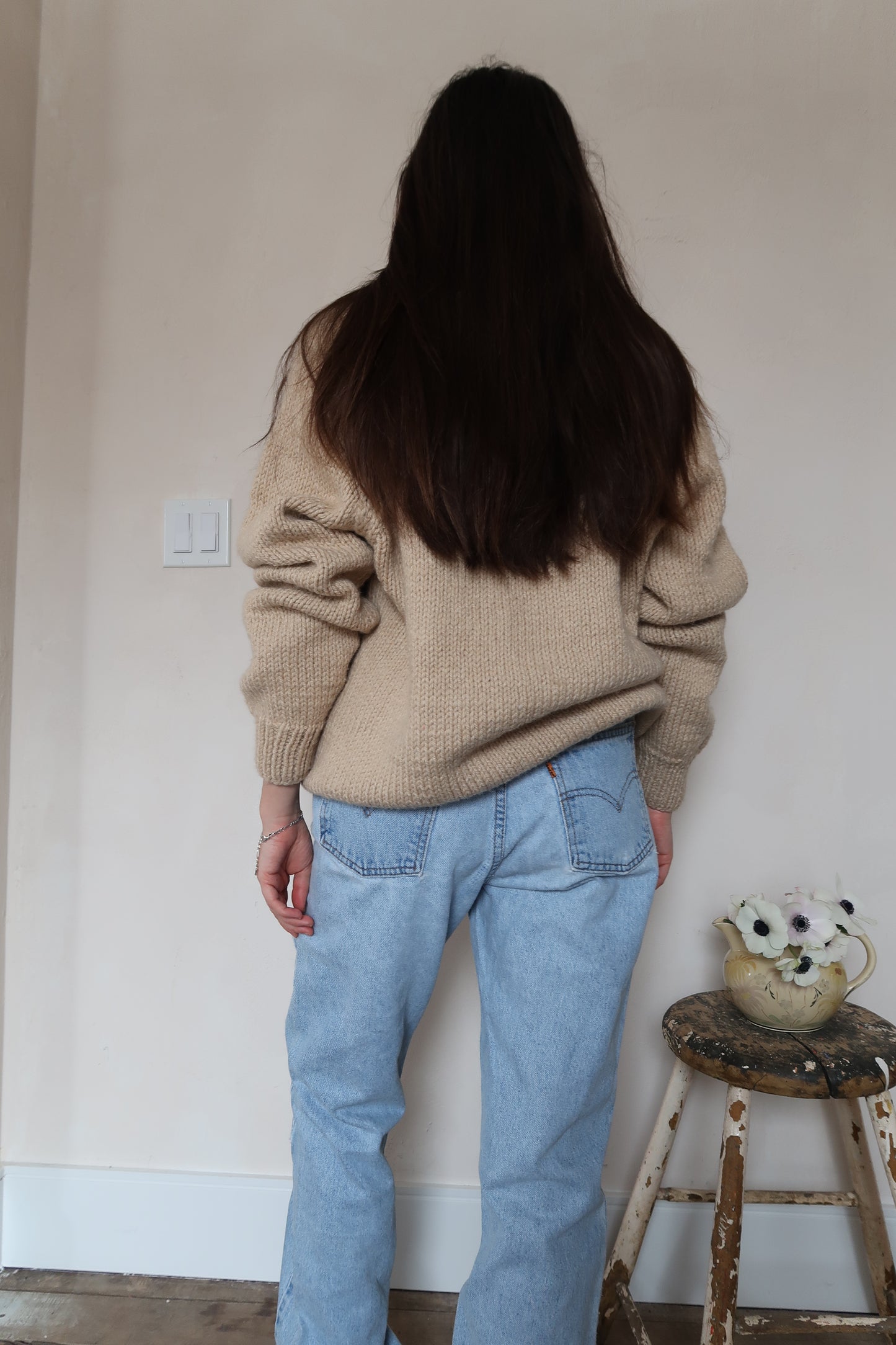 Handmade Oatmeal Chunky V-Neck Knit