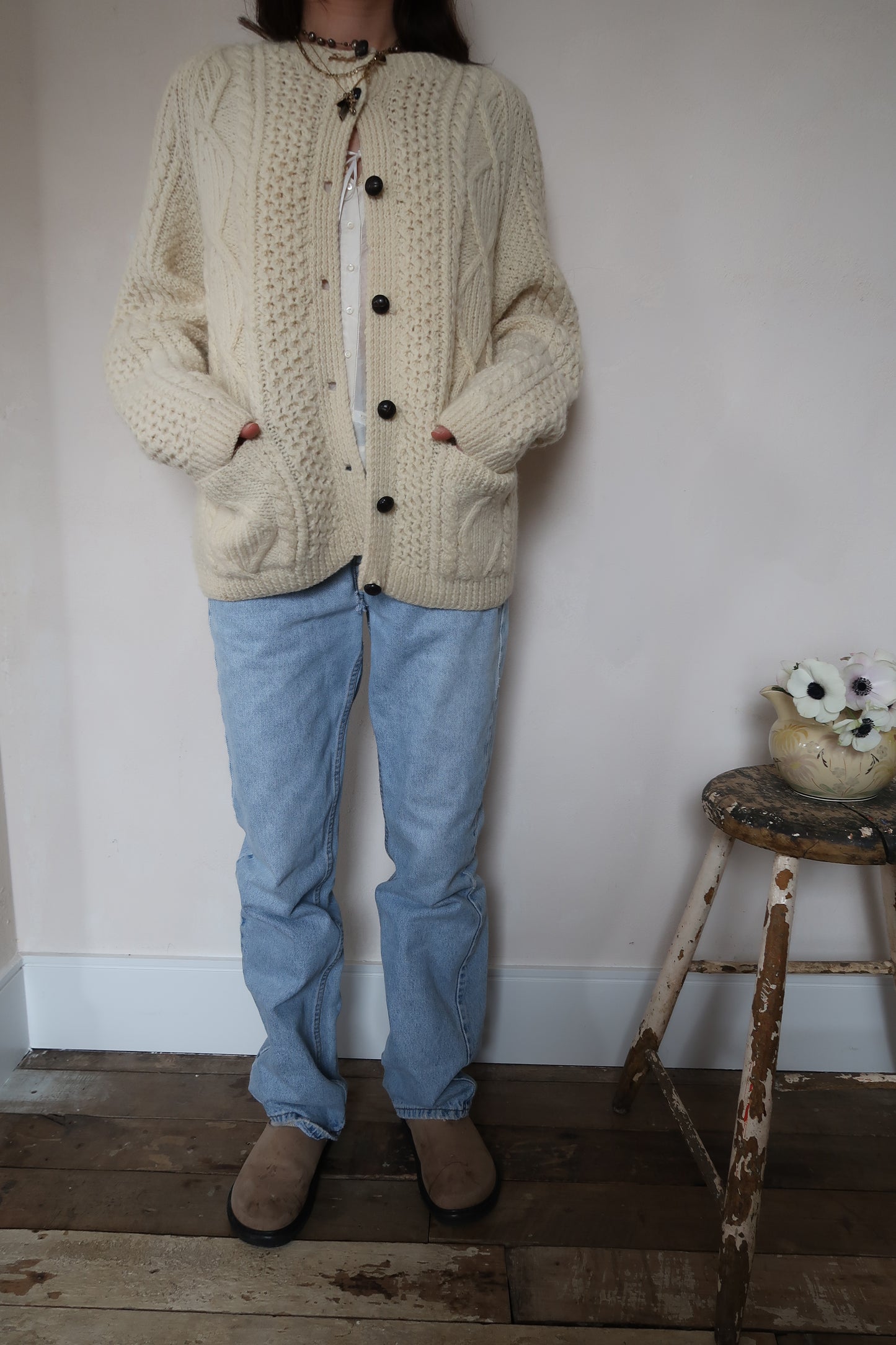 Cream Irish Wool Cardigan