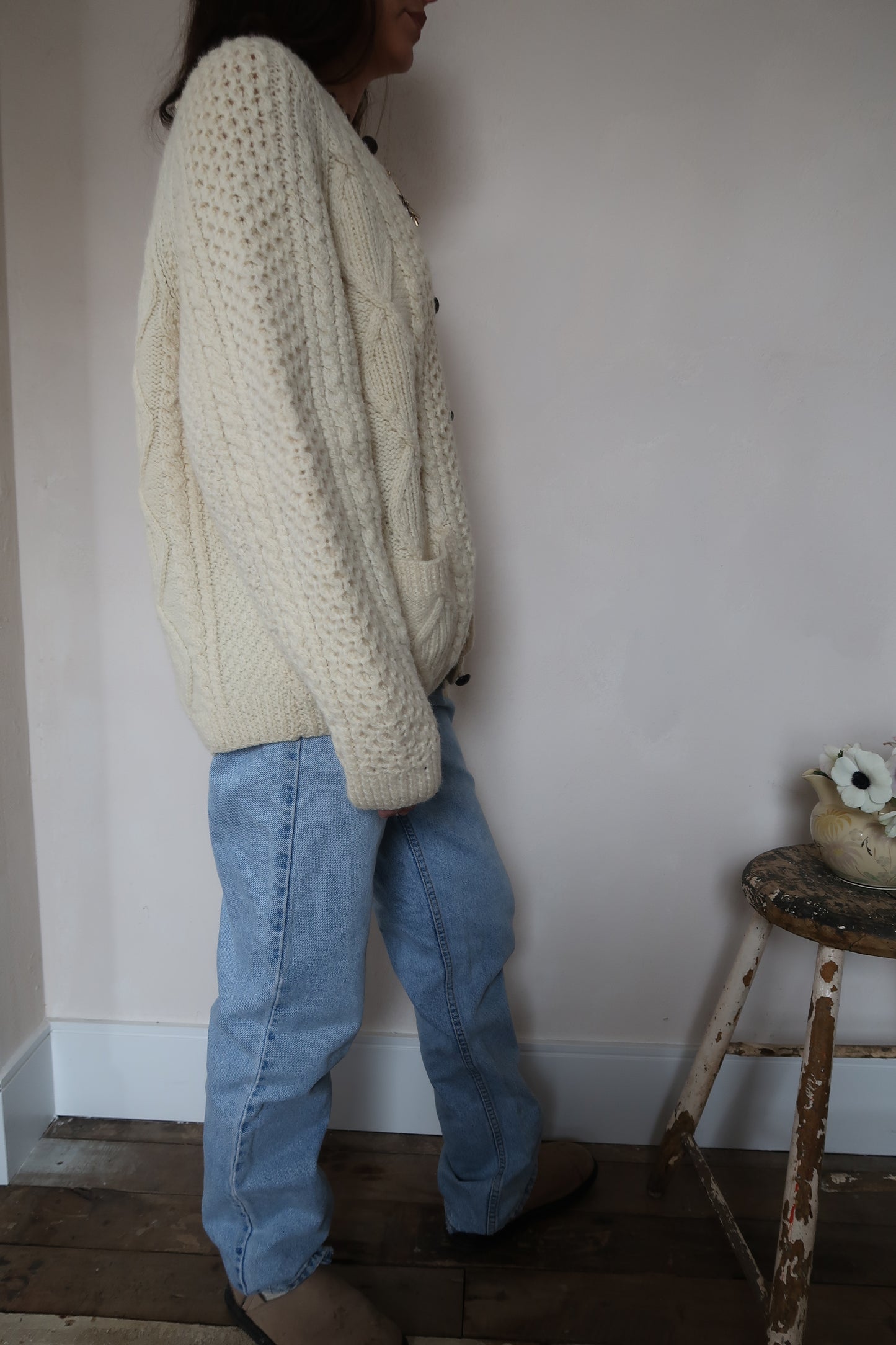 Cream Irish Wool Cardigan